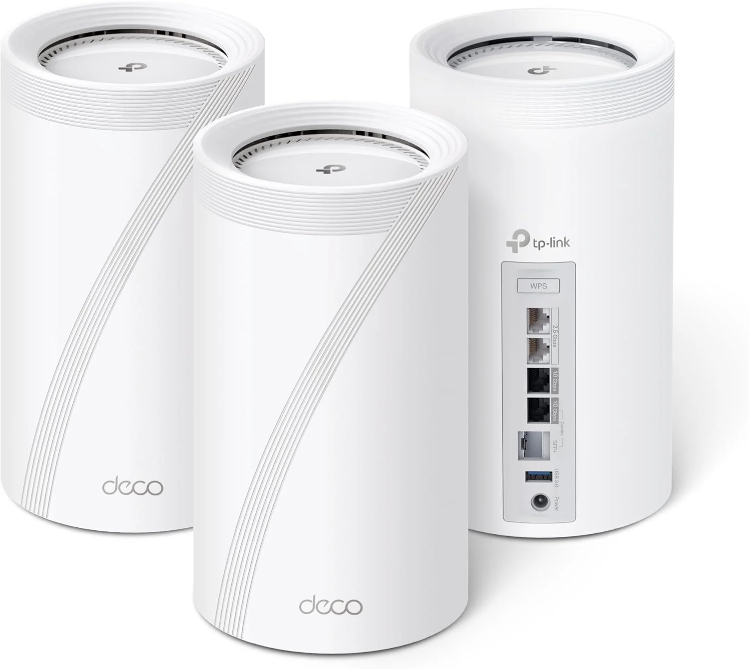 سیستم مش وای فای 7 چهار بانده TP-Link BE33000 مدل Deco BE95 | 16-جریانی | 2 پورت 10G + 2 پورت 2.5G بک هال سیمی، 12 آنتن با بهره بالا | VPN، رومینگ هوش مصنوعی، 4×4 MU-MIMO، HomeShield (بسته 3 عددی)