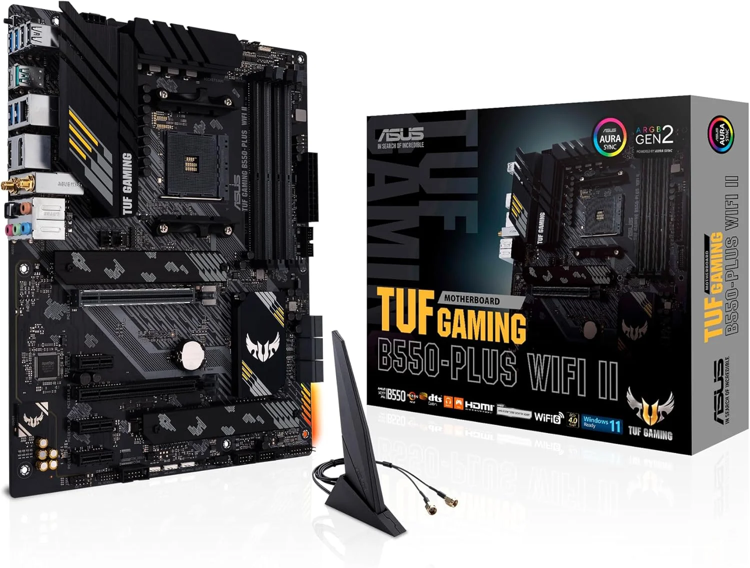 مادربرد ایسوس TUF Gaming B550-PLUS (WI-FI)، AMD B550 (Ryzen AM4) ATX (PCIe 4.0، دو M.2، 10 DrMOS، DDR4 4400، Intel® WiFi 6، اترنت 2.5 گیگابیتی، HDMI، DisplayPort، USB 3.2 Gen 2 Type-A و Type-C)