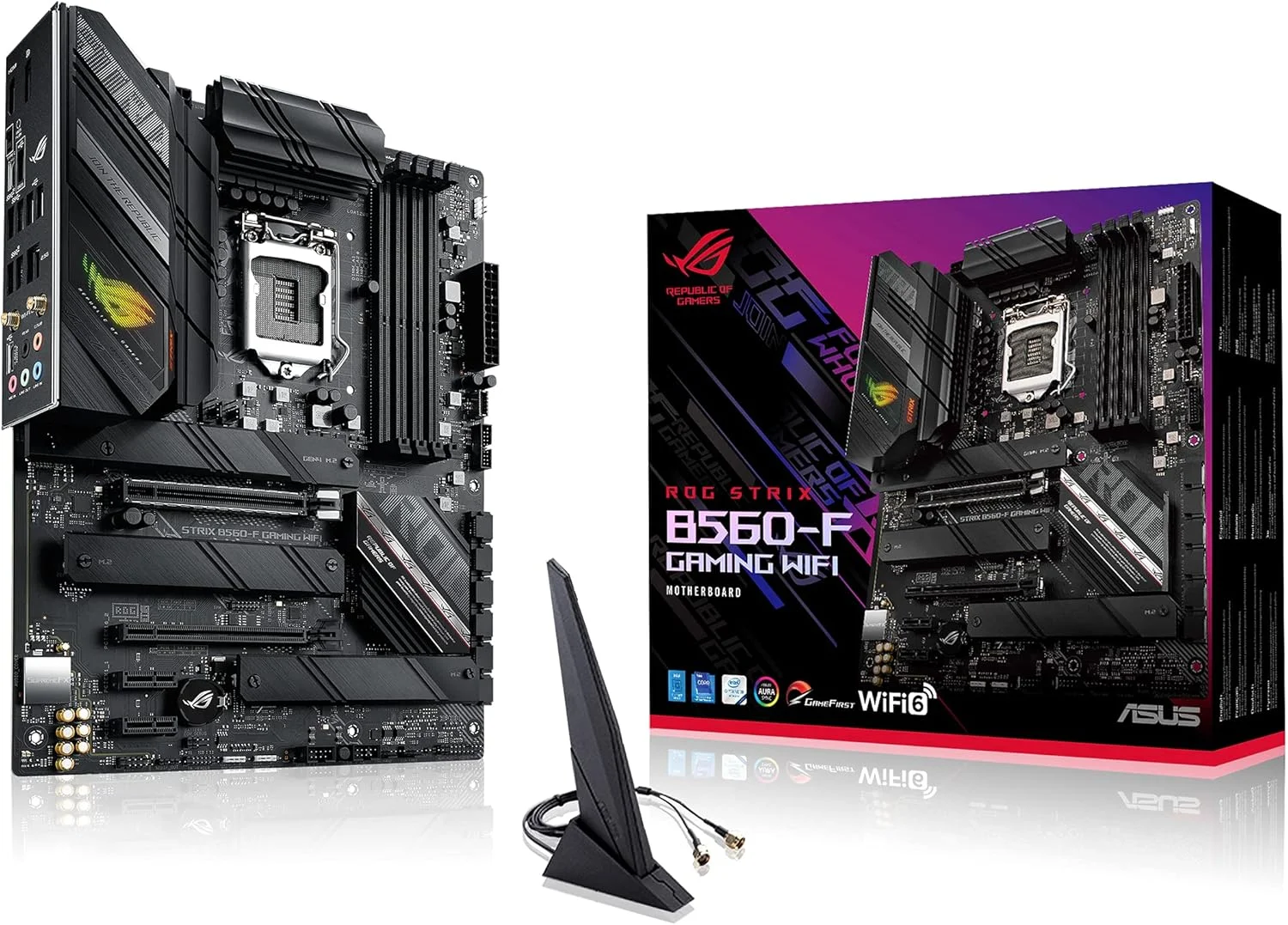 مادربرد ایسوس ROG STRIX B560-F GAMING WIFI (INTEL B560) LGA 1200 ATX با PCIe 4.0، 802.11ax، سه اسلات M.2 با هیت سینک، USB 3.2 Gen 2x2 USB Type-C