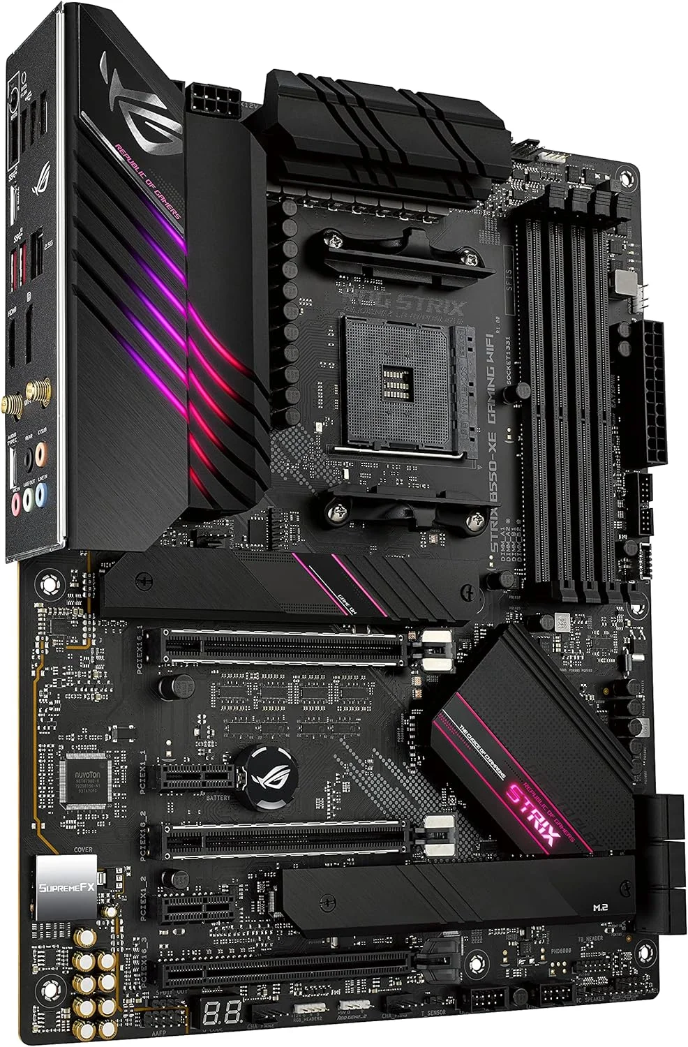 مادربرد ایسوس ROG STRIX B550-XE WIFI (AMD B550) Ryzen AM4 ATX PCIe 4.0، WiFi 6 (802.11ax)، دارای 2 اسلات M.2 و 4 اسلات M.2، SATA 6 Gbps، USB 3.2 Gen 2 RGB
