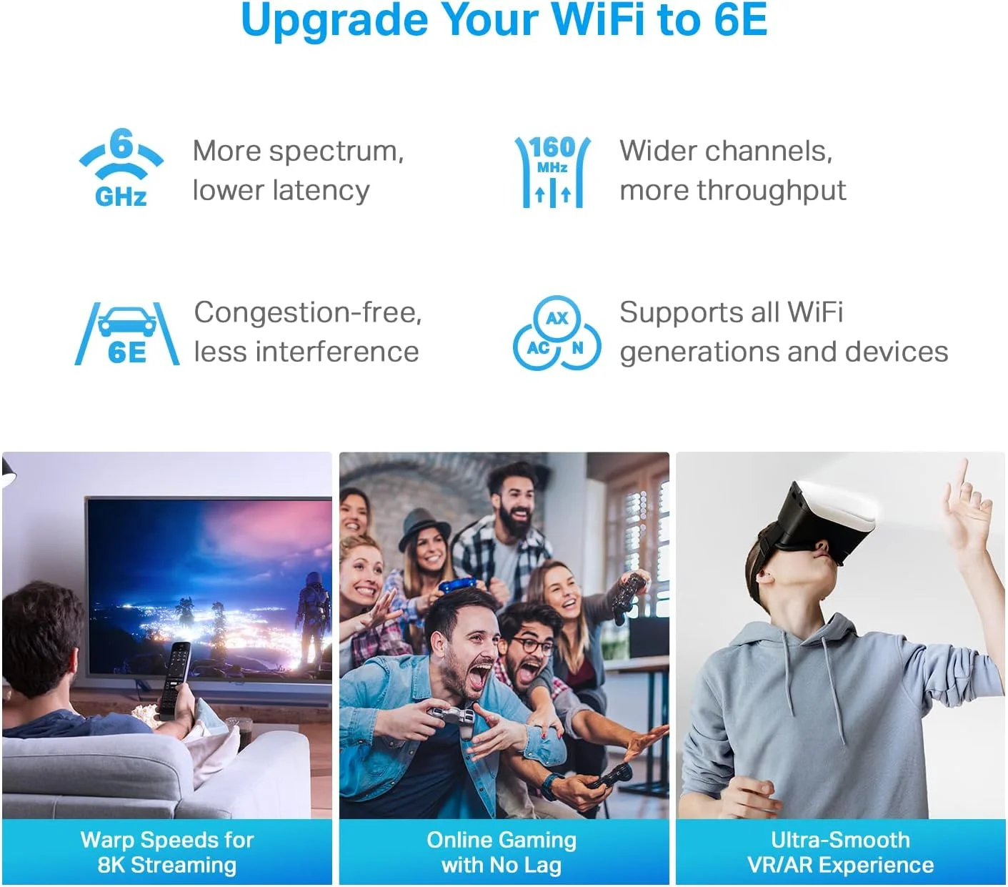 سیستم مش وای فای 6E سه بانده TP-Link Deco AXE5400، بسته 2 عددی، سیاه و سفید سیستم مش وای فای 6E سه بانده TP-Link Deco AXE5400، بسته 2 عددی، سیاه و سفید