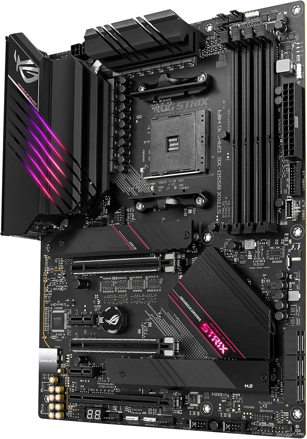 مادربرد ایسوس ROG STRIX B550-XE WIFI (AMD B550) Ryzen AM4 ATX PCIe 4.0، WiFi 6 (802.11ax)، دارای 2 اسلات M.2 و 4 اسلات M.2، SATA 6 Gbps، USB 3.2 Gen 2 RGB
