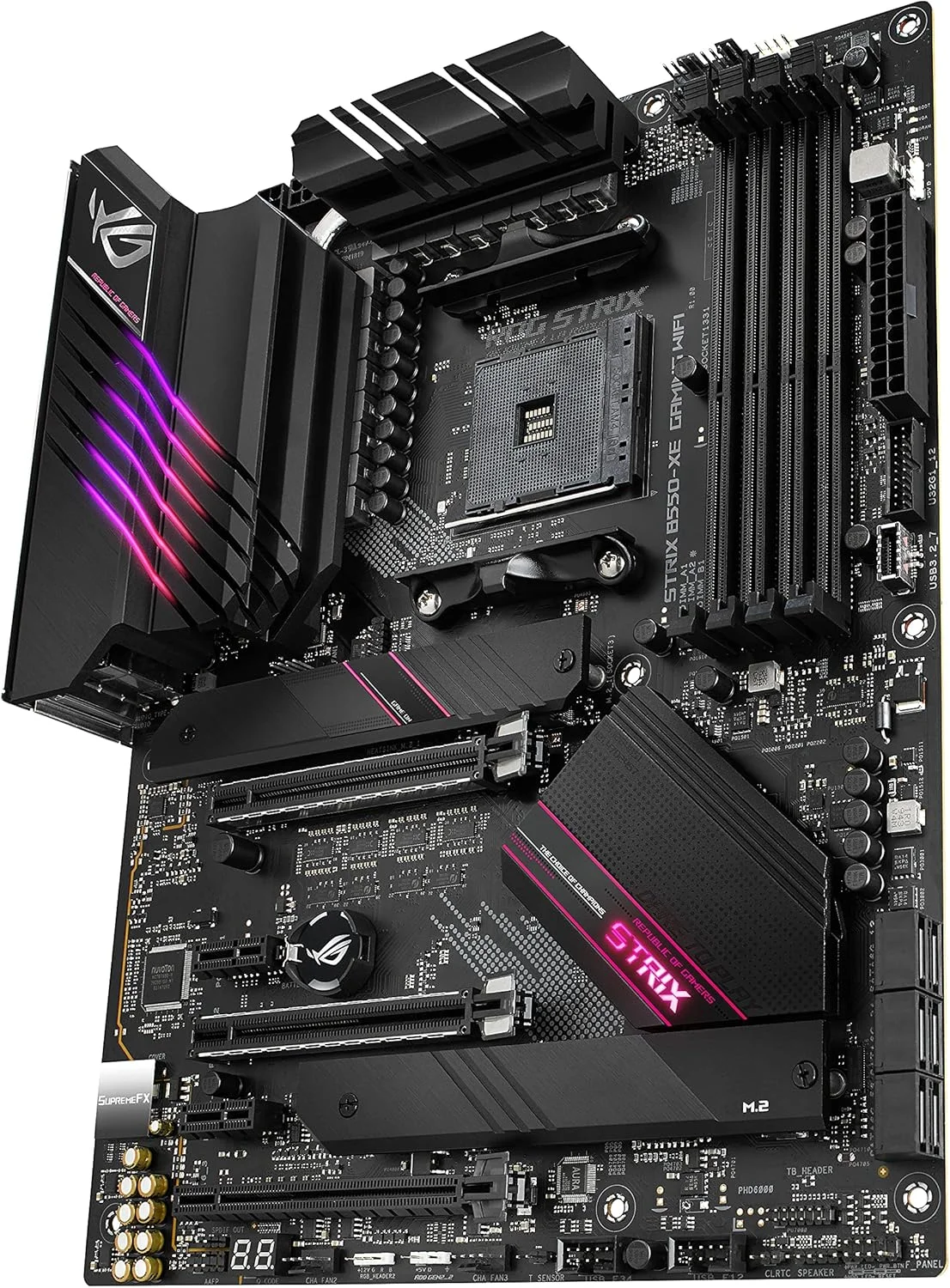 مادربرد ایسوس ROG STRIX B550-XE WIFI (AMD B550) Ryzen AM4 ATX PCIe 4.0، WiFi 6 (802.11ax)، دارای 2 اسلات M.2 و 4 اسلات M.2، SATA 6 Gbps، USB 3.2 Gen 2 RGB