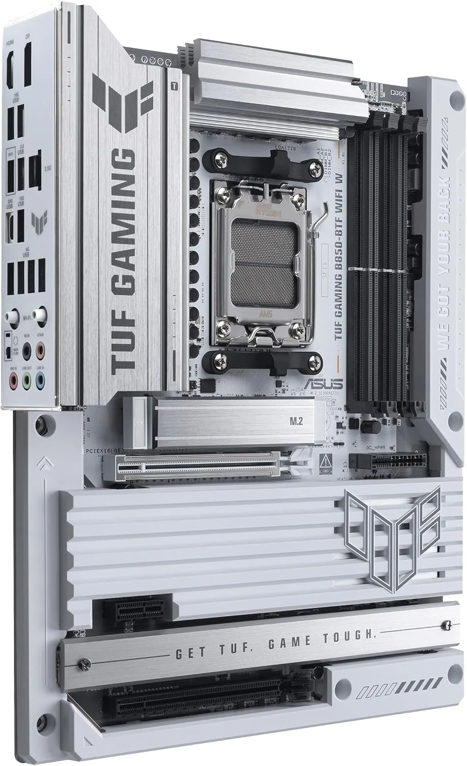 مادربرد ایسوس TUF Gaming B850-BTF WiFi W سوکت AMD AM5 (Ryzen 9000، ATX، PCIe 5.0، حافظه DDR5، WiFi 7، طراحی کانکتور مخفی، Aura Sync)