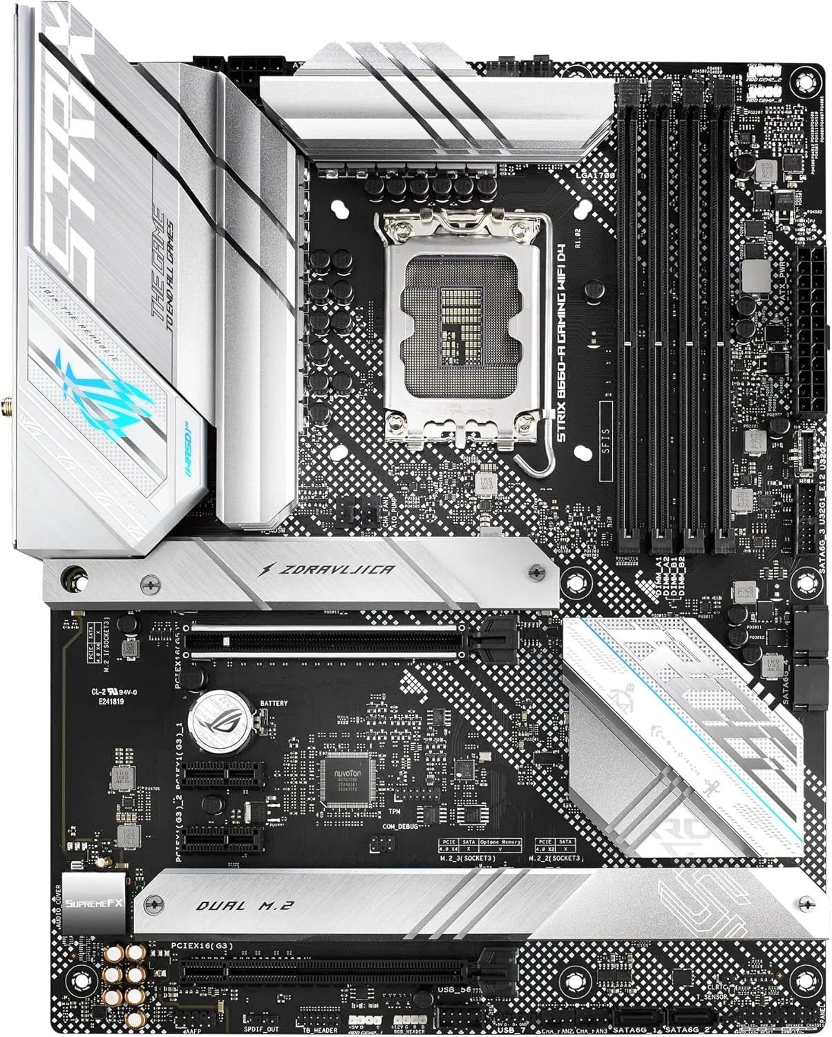 مادربرد گیمینگ ASUS ROG Strix B660-A Gaming WiFi D4 LGA 1700، نسل دوازدهم اینتل، ATX، PCIe 5.0، 12+1 فاز قدرت، WiFi 6، LAN 2.5 Gb، 3 اسلات M.2، پشتیبانی از PCIe 4.0 NVMe® SSD، USB 3.2 Gen، Type-C مادربرد گیمینگ ASUS ROG Strix B660-A Gaming WiFi D4 LGA 1700، نسل دوازدهم اینتل، ATX، PCIe 5.0، 12+1 فاز قدرت، WiFi 6، LAN 2.5 Gb، 3 اسلات M.2، پشتیبانی از PCIe 4.0 NVMe® SSD، USB 3.2 Gen، Type-C