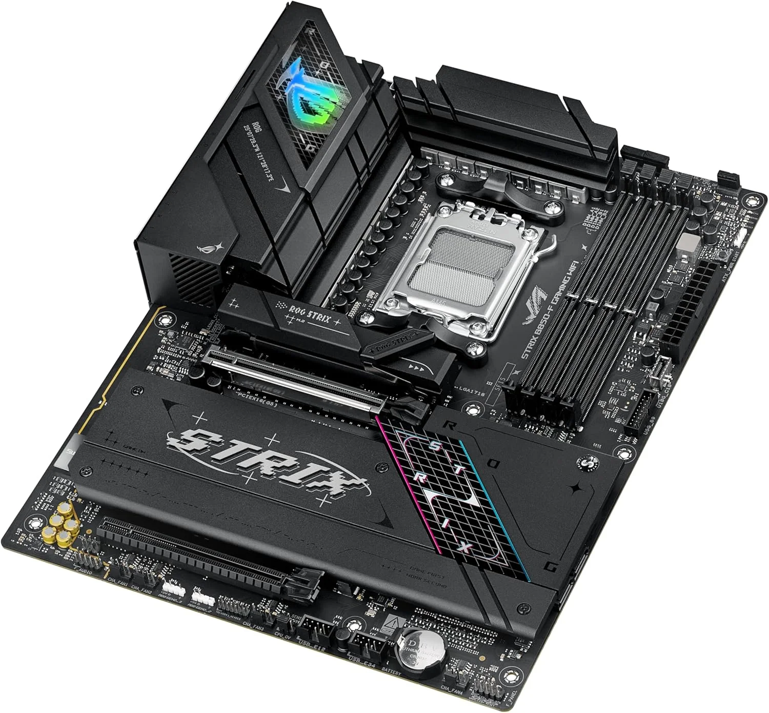 مادربرد گیمینگ ایسوس ROG Strix B850-F WiFi، AMD ATX، دارای 16+2+2 فاز قدرت، اسلات DDR5، PCIe 5.0 با اسلات Q-Release، 4 اسلات M.2، WiFi 7 با آنتن WiFi Q، مشاور هوش مصنوعی، AI Networking II