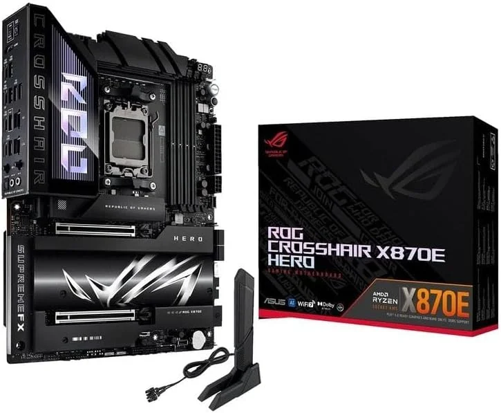 مادربرد گیمینگ ایسوس ROG Crosshair X870E Hero – سوکت AMD AM5، چیپست X870E، PCIe 5.0، USB4، Wi-Fi 7 مادربرد گیمینگ ایسوس ROG Crosshair X870E Hero – سوکت AMD AM5، چیپست X870E، PCIe 5.0، USB4، Wi-Fi 7