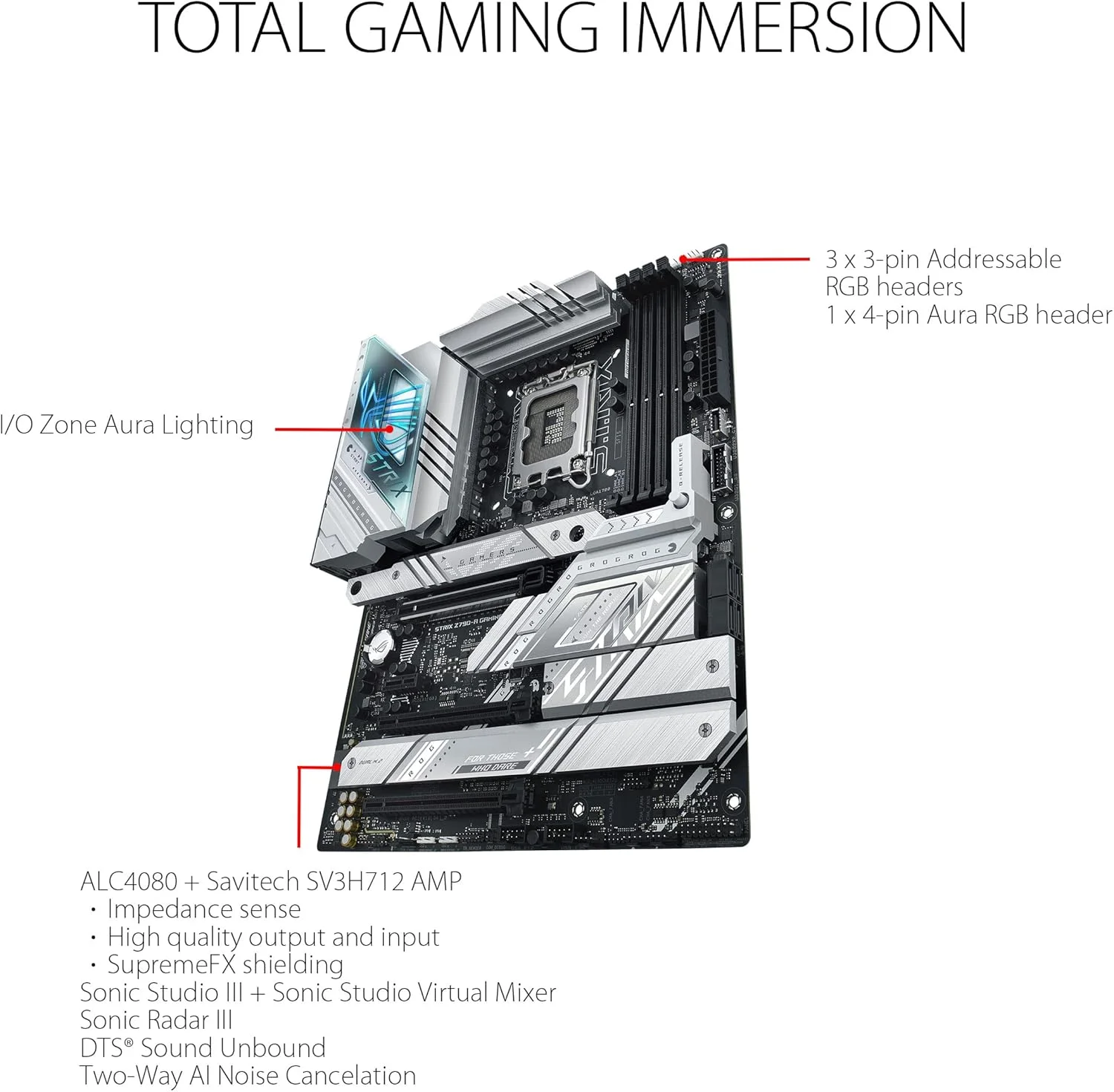 مادربرد گیمینگ ASUS ROG Strix Z790-A Gaming WiFi D4 LGA1700 (نسل سیزدهم و دوازدهم اینتل) ATX (دارای 16+1 فاز قدرت، DDR4، 4 اسلات M.2، PCIe® 5.0، WiFi 6E، USB 3.2 Gen 2x2 Type-C® با PD 3.0 تا 30 وات)