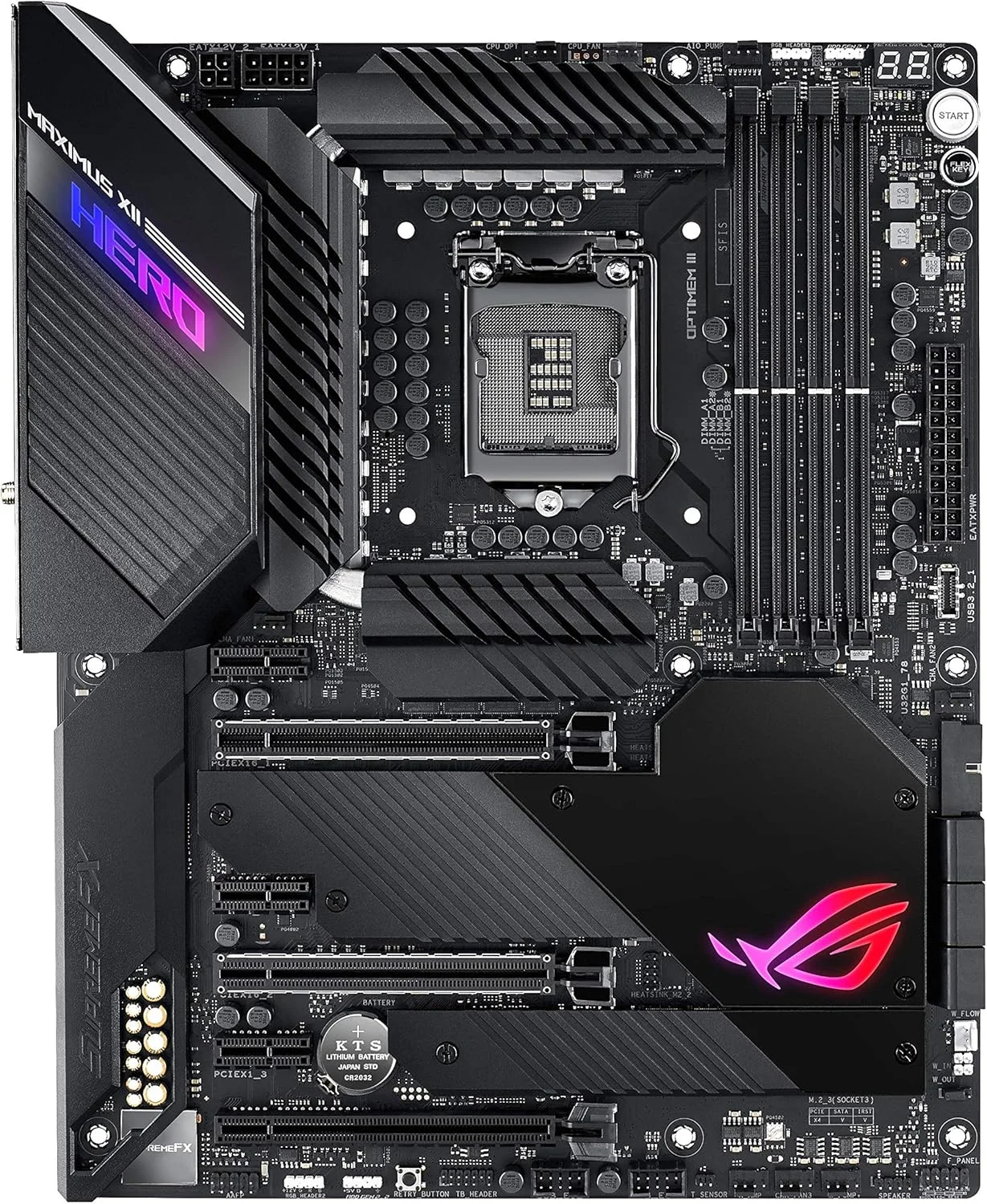مادربرد گیمینگ ایسوس ROG Maximus XII Hero Z490 (WiFi 6) LGA 1200 (نسل دهم اینتل) ATX، 14+2 مراحل قدرت، DDR4 4800+، LAN 5Gbps، LAN اینتل