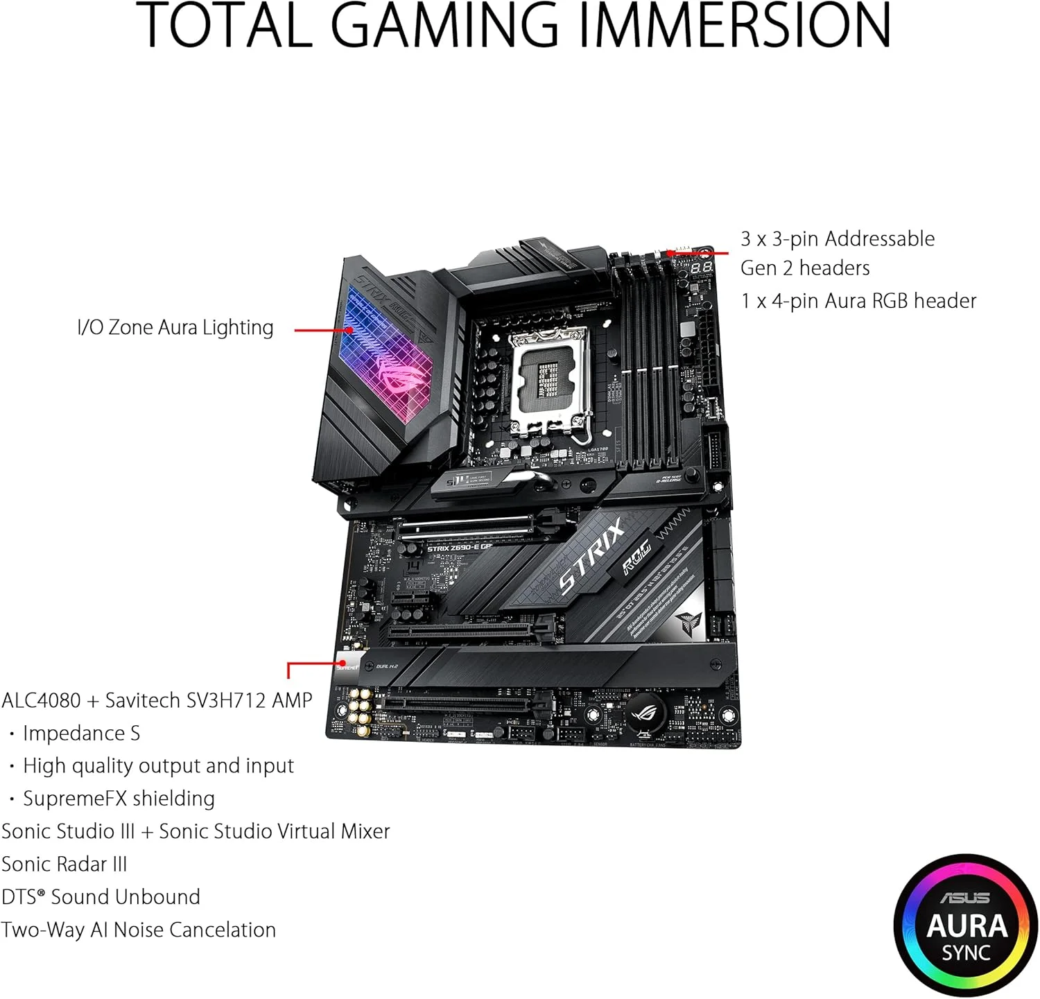مادربرد گیمینگ ASUS ROG Strix Z690-E WiFi 6E LGA 1700 (نسل دوازدهم اینتل) ATX (PCIe 5.0, DDR5, LAN 2.5 گیگابیتی, Thunderbolt 4, 5xM.2, 1xPCIe 5.0 M.2, کارت ROG Hyper M.2, پنل جلویی USB 3.2 Gen 2x2 Type-C)