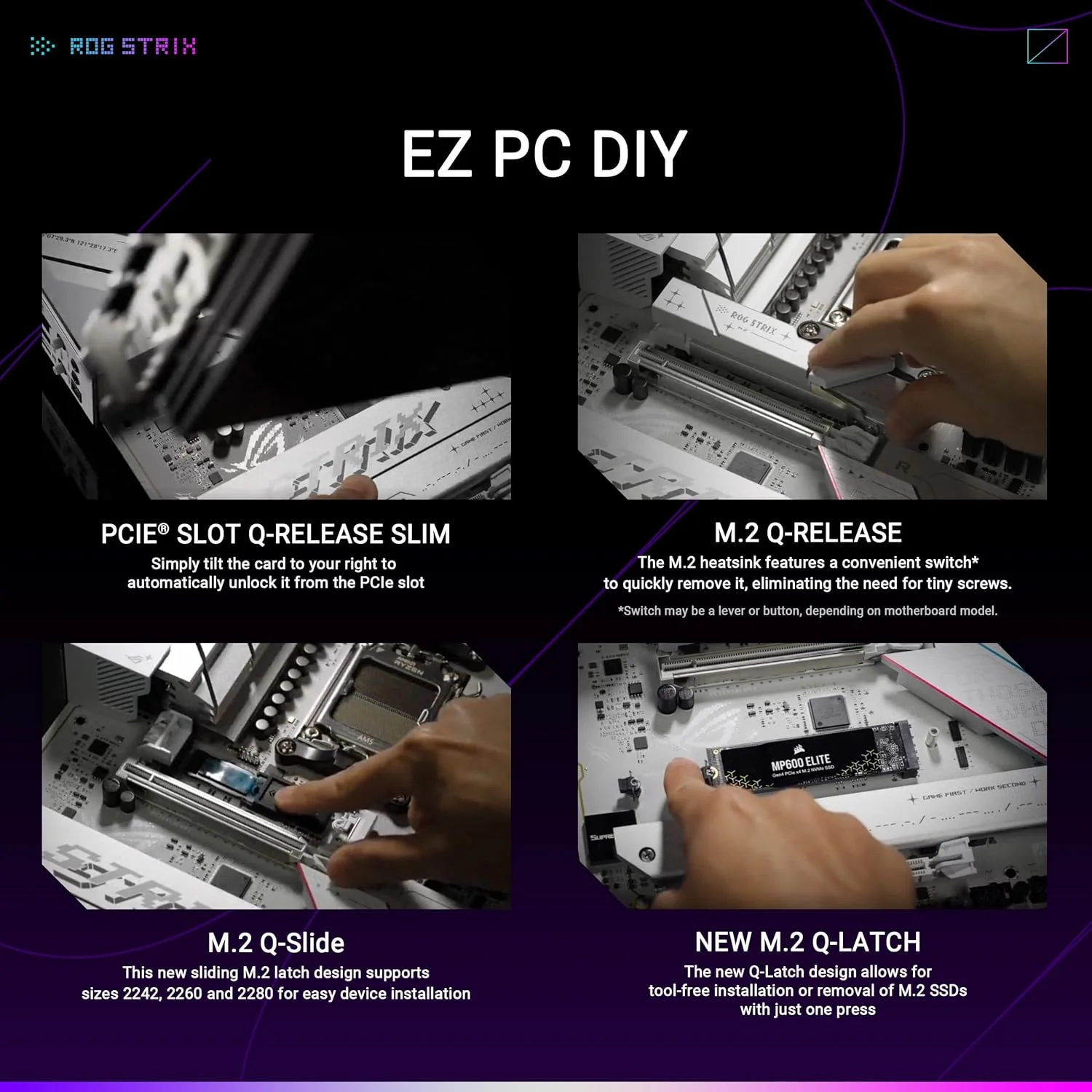 مادربرد گیمینگ ایسوس ROG Strix B850-A WiFi AMD AM5 B850 ATX با 14+2+2 فاز قدرت، DDR5 AEMP، LAN 2.5G، WiFi 7 با Q-Antenna، 4X M.2، PCIe® 5.0، USB 20Gbps Type-C، AI Networking II، ASUS AI Advisor مادربرد گیمینگ ایسوس ROG Strix B850-A WiFi AMD AM5 B850 ATX با 14+2+2 فاز قدرت، DDR5 AEMP، LAN 2.5G، WiFi 7 با Q-Antenna، 4X M.2، PCIe® 5.0، USB 20Gbps Type-C، AI Networking II، ASUS AI Advisor