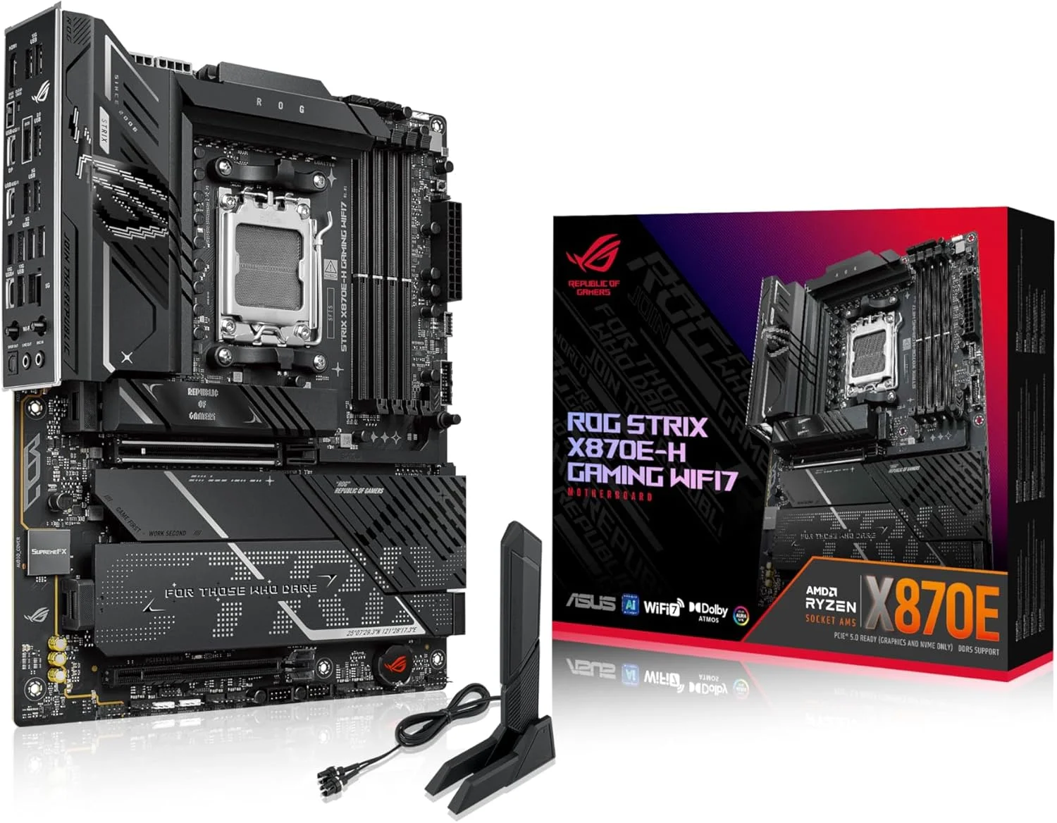 مادربرد ایسوس ROG Strix X870E-H Gaming WIFI7 AMD X870E-H ATX با 16+2+1 فاز قدرت، Dynamic OC Switcher، Core Flex، DDR5 AEMP، 4X M.2، PCIe 5.0، Q-Release، دو پورت USB4 و USB 10Gbps Type-C مادربرد ایسوس ROG Strix X870E-H Gaming WIFI7 AMD X870E-H ATX با 16+2+1 فاز قدرت، Dynamic OC Switcher، Core Flex، DDR5 AEMP، 4X M.2، PCIe 5.0، Q-Release، دو پورت USB4 و USB 10Gbps Type-C