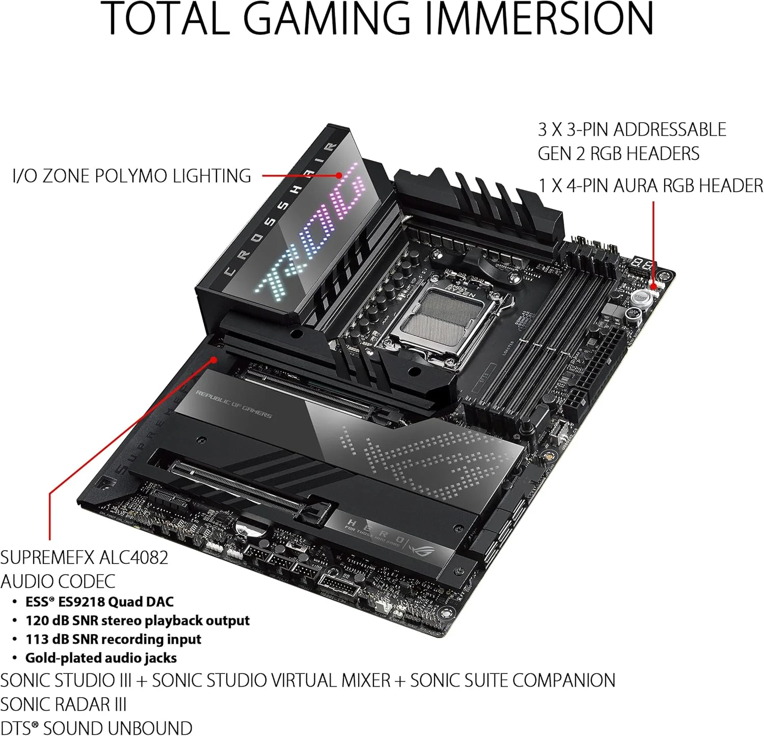 مادربرد گیمینگ ایسوس ROG Crosshair X670E Hero (WiFi 6E) سوکت AM5 (LGA 1718) Ryzen 7000 (مراحل قدرت 18+2، PCIe® 5.0، DDR5، 5 اسلات M.2، USB 3.2 Gen 2x2 پنل جلو، USB4®، Wi-Fi 6E)