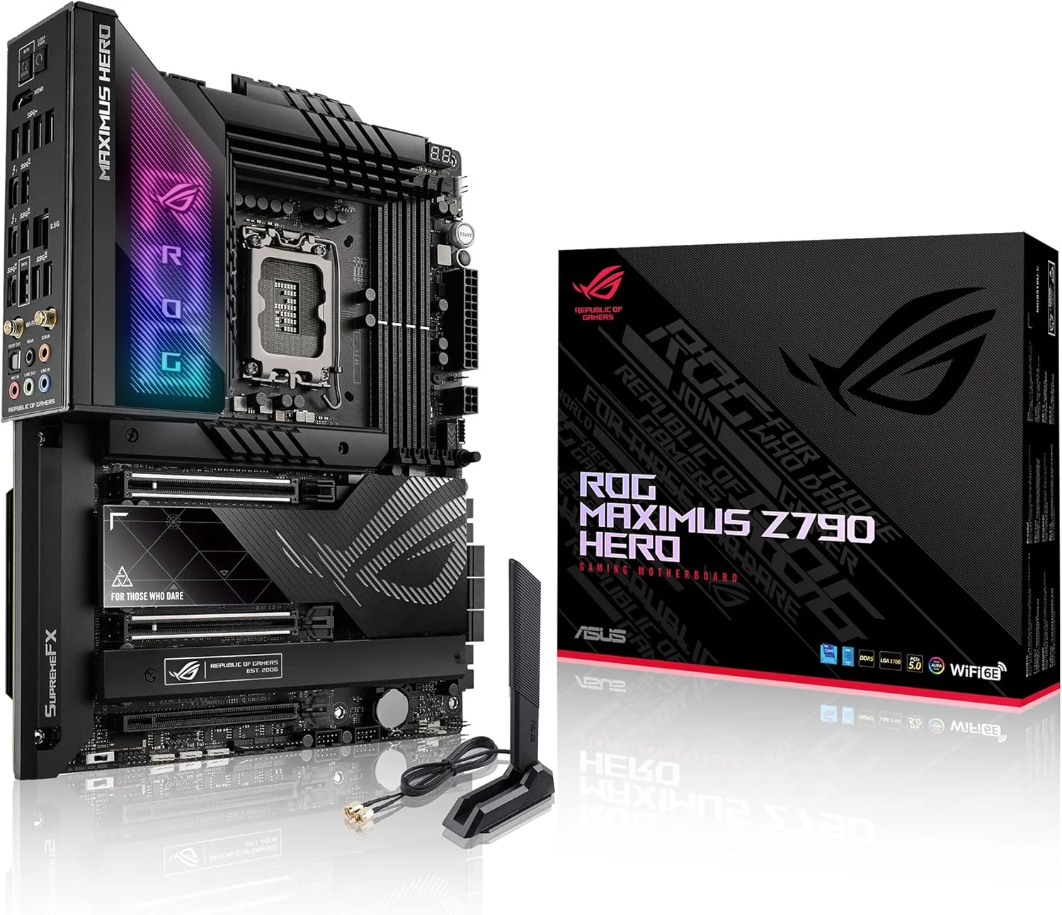 مادربرد گیمینگ ایسوس ROG Maximus Z790 Hero WiFi6E LGA 1700 (پشتیبانی از نسل 14، 13 و 12 اینتل) ATX (PCIe 5.0, DDR5, 20+1 فاز قدرت, LAN 2.5Gb, بلوتوث V5.2, 2x Thunderbolt 4, 5xM.2, Thunderbolt 4/USB4)