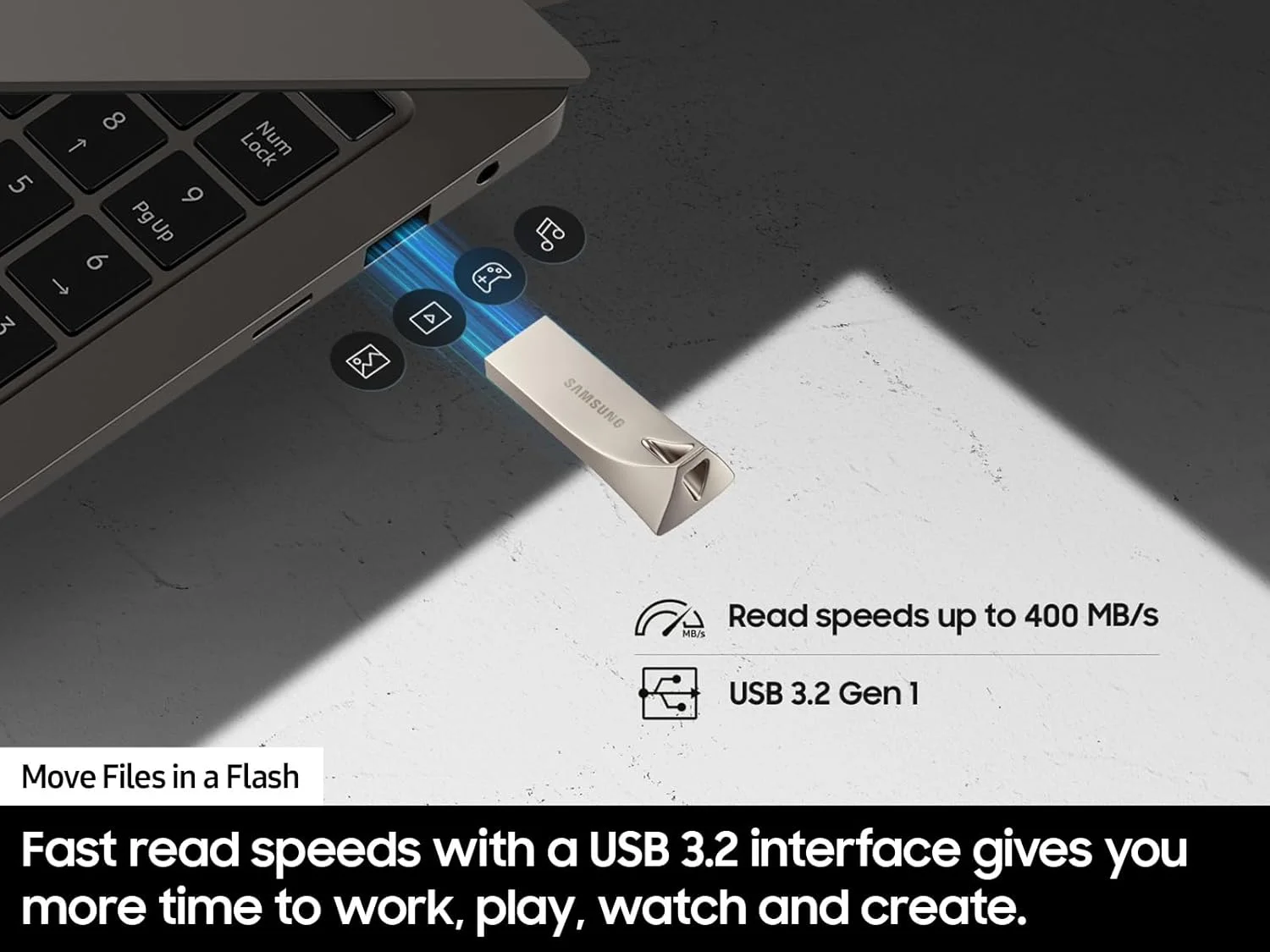 فلش مموری USB سامسونگ مدل Bar Plus با ظرفیت 512 گیگابایت، خاکستری تیتانیومی فلش مموری USB سامسونگ مدل Bar Plus با ظرفیت 512 گیگابایت، خاکستری تیتانیومی