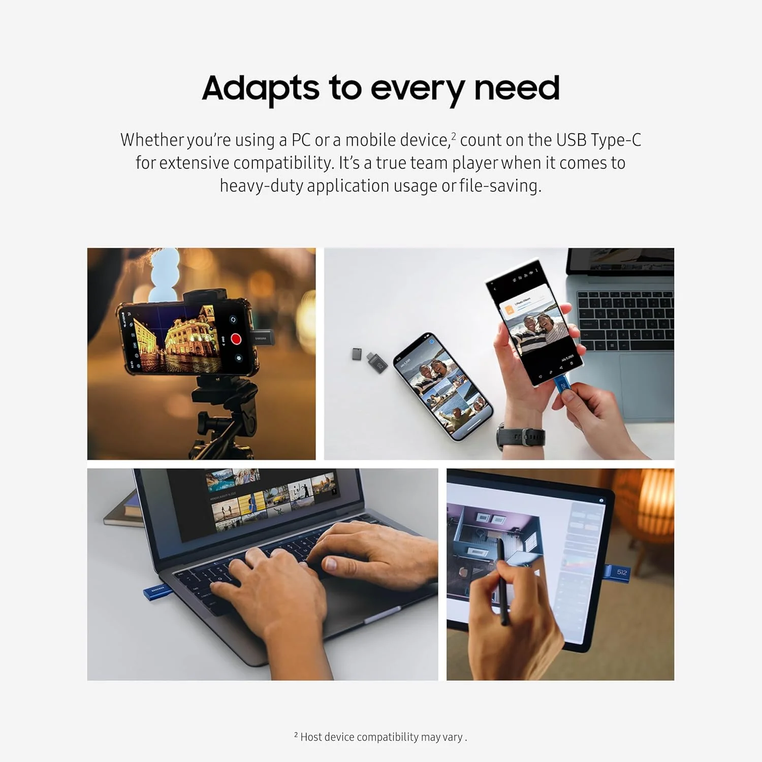 فلش مموری USB Type-C™ سامسونگ، 512 گیگابایت، انتقال فایل های 4 گیگابایتی در 11 ثانیه با سرعت خواندن 400 مگابایت بر ثانیه 3.1، سازگار با USB 3.0/2.0، ضد آب، 2024، خاکستری، MUF-512DA4/AM فلش مموری USB Type-C™ سامسونگ، 512 گیگابایت، انتقال فایل های 4 گیگابایتی در 11 ثانیه با سرعت خواندن 400 مگابایت بر ثانیه 3.1، سازگار با USB 3.0/2.0، ضد آب، 2024، خاکستری، MUF-512DA4/AM