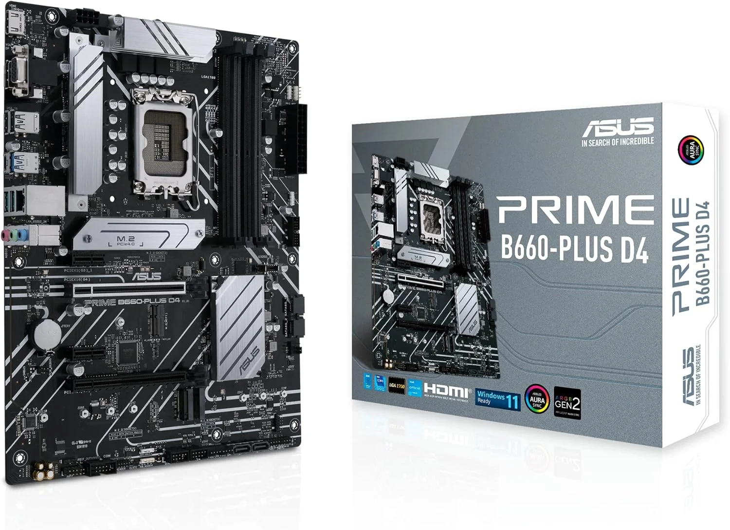 مادربرد ایسوس پرایم B660-PLUS D4 LGA 1700 (نسل دوازدهم اینتل) ATX (PCIe 4.0, DDR4, 3xM.2 Slots, 2.5Gb LAN, USB 3.2 Gen 2x2 Type-C پشتی درگاه, USB 3.2 Gen 1 Type-C جلویی, پشتیبانی از Thunderbolt 4 Header)