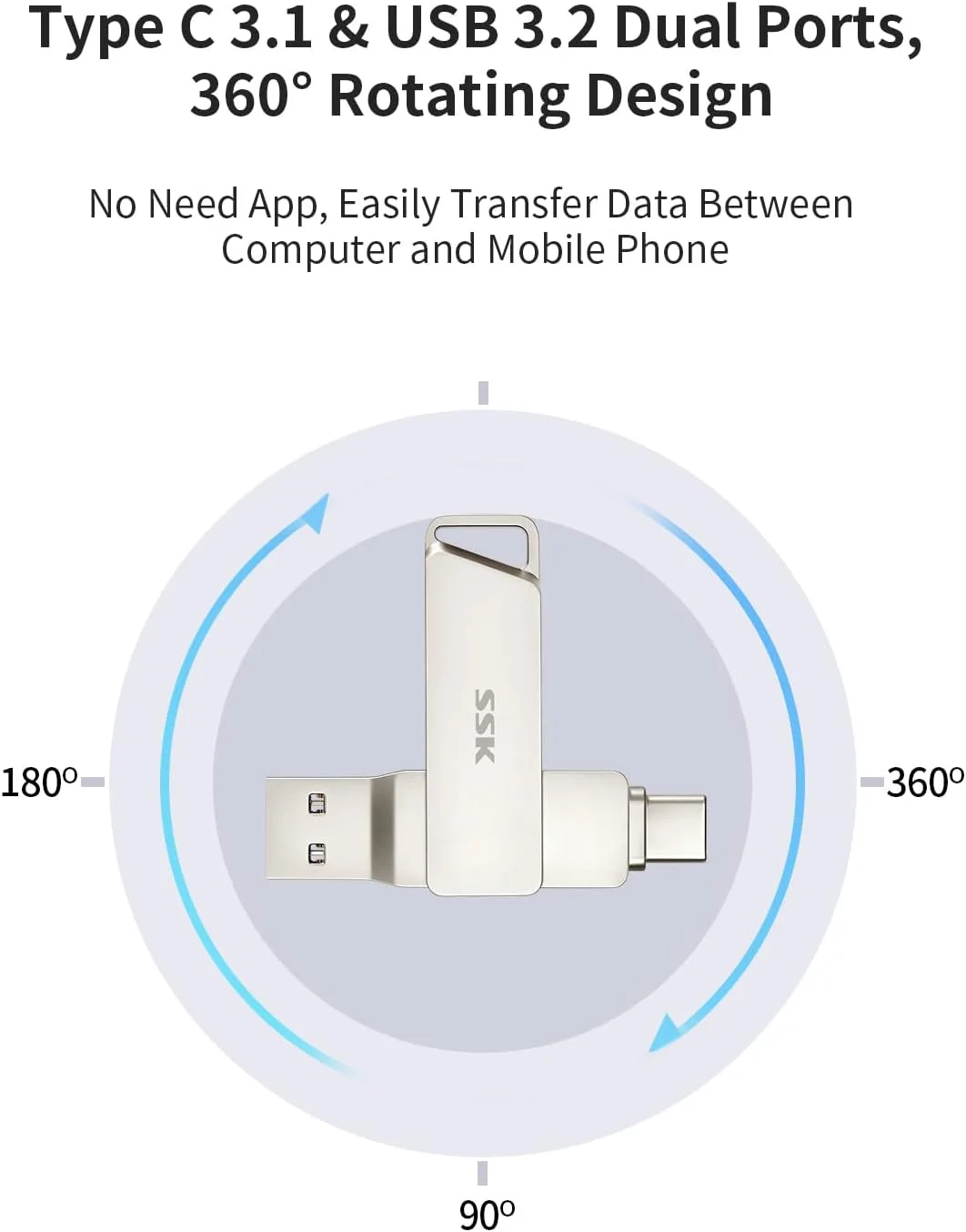 فلش مموری USB C با ظرفیت 256 گیگابایت SSK، سرعت انتقال تا 200 مگابایت بر ثانیه، دارای دو کانکتور 2 در 1 تایپ C + USB 3.2، سازگار با تاندربولت 3 برای گوشی های اندروید، مک بوک/پرو/ایر و غیره فلش مموری USB C با ظرفیت 256 گیگابایت SSK، سرعت انتقال تا 200 مگابایت بر ثانیه، دارای دو کانکتور 2 در 1 تایپ C + USB 3.2، سازگار با تاندربولت 3 برای گوشی های اندروید، مک بوک/پرو/ایر و غیره