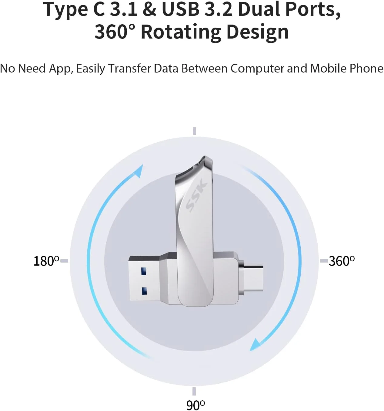 فلش مموری USB C دوگانه SSK با ظرفیت 256 گیگابایت، فلش درایو 2 در 1 OTG Type C + USB A 3.2 Gen 1، سرعت انتقال تا 200 مگابایت بر ثانیه، مناسب برای گوشی های اندروید/تبلت ها/مک/لپ تاپ فلش مموری USB C دوگانه SSK با ظرفیت 256 گیگابایت، فلش درایو 2 در 1 OTG Type C + USB A 3.2 Gen 1، سرعت انتقال تا 200 مگابایت بر ثانیه، مناسب برای گوشی های اندروید/تبلت ها/مک/لپ تاپ