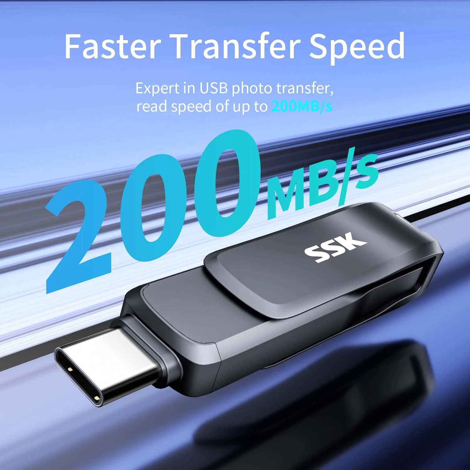 فلش مموری 256 گیگابایتی USB 3.2 SSK، سرعت خواندن تا 200 مگابایت بر ثانیه، فلش درایو دوگانه با USB Type-C و USB A، فلش درایو فلزی مشکی مقاوم برای تلفن های هوشمند، تبلت ها، MacOS، کامپیوترها، خودرو، تلویزیون فلش مموری 256 گیگابایتی USB 3.2 SSK، سرعت خواندن تا 200 مگابایت بر ثانیه، فلش درایو دوگانه با USB Type-C و USB A، فلش درایو فلزی مشکی مقاوم برای تلفن های هوشمند، تبلت ها، MacOS، کامپیوترها، خودرو، تلویزیون