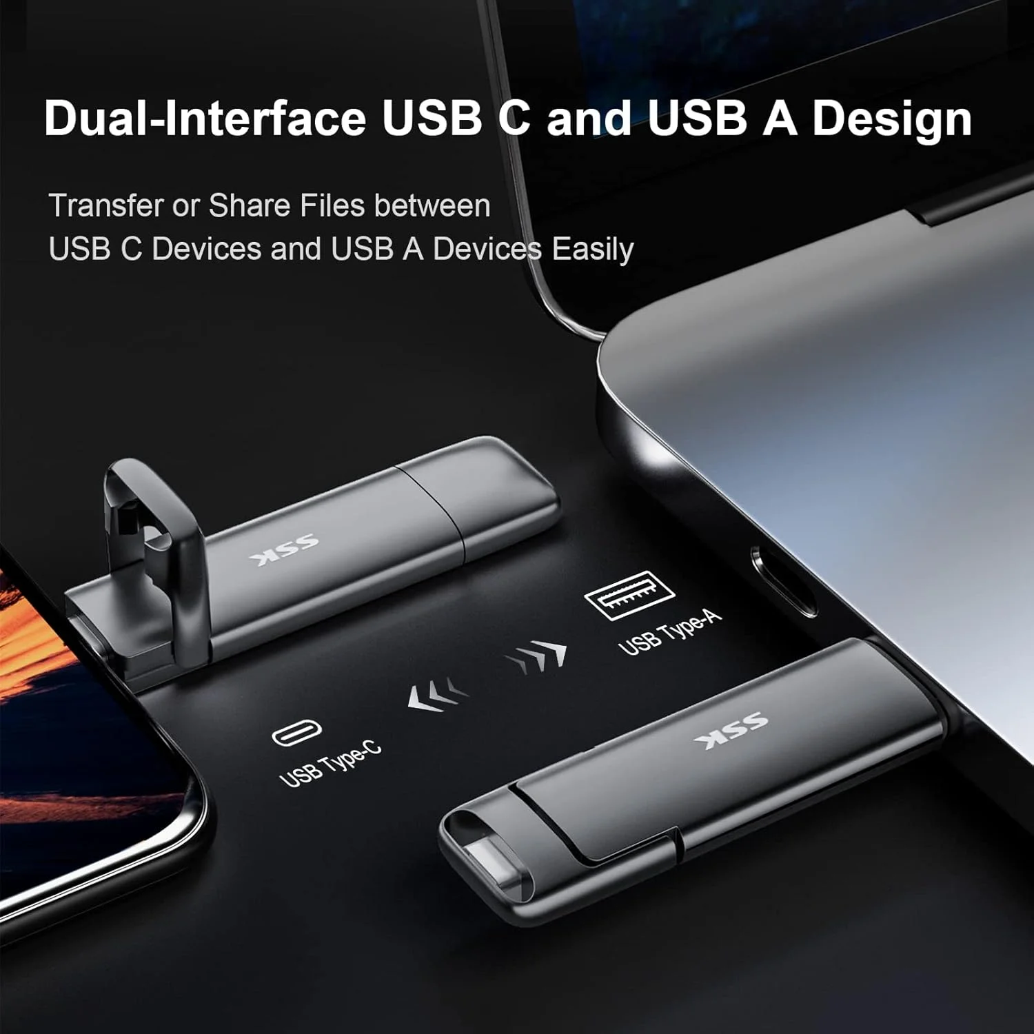 فلش مموری ۱ ترابایتی USB C با سرعت انتقال تا ۱۰۰۰ مگابایت بر ثانیه، فلش درایو دوگانه سریع، درایو SSD اکسترنال قابل حمل Type C+USB A 3.2 Gen 2، فلش مموری USB C برای آیفون ۱۵/PS4/تلفن اندروید/تبلت/ویندوز/مک فلش مموری ۱ ترابایتی USB C با سرعت انتقال تا ۱۰۰۰ مگابایت بر ثانیه، فلش درایو دوگانه سریع، درایو SSD اکسترنال قابل حمل Type C+USB A 3.2 Gen 2، فلش مموری USB C برای آیفون ۱۵/PS4/تلفن اندروید/تبلت/ویندوز/مک
