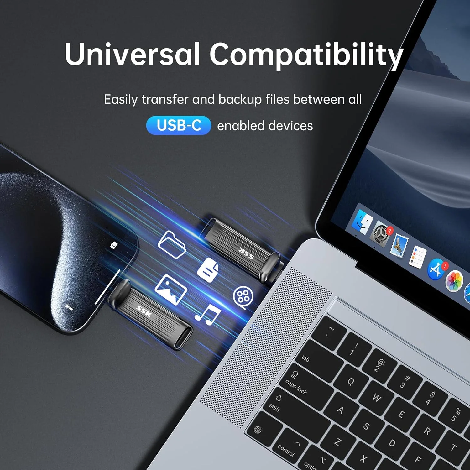 حافظه فلش SSD USB C با ظرفیت 2 ترابایت SSK، حداکثر سرعت تا 2000 مگابایت بر ثانیه فقط برای USB3.2 Gen2x2، درایو انگشتی SSD اکسترنال قابل حمل سازگار برای تلفن های اندرویدی، لپ تاپ مک، پشتیبانی از آیفون 15/16 4K Pro ProRes حافظه فلش SSD USB C با ظرفیت 2 ترابایت SSK، حداکثر سرعت تا 2000 مگابایت بر ثانیه فقط برای USB3.2 Gen2x2، درایو انگشتی SSD اکسترنال قابل حمل سازگار برای تلفن های اندرویدی، لپ تاپ مک، پشتیبانی از آیفون 15/16 4K Pro ProRes