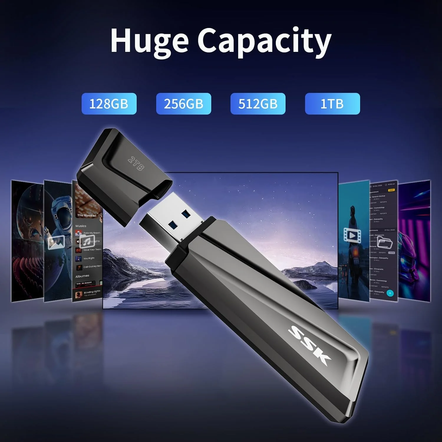 درایو اس اس دی USB با ظرفیت 2 ترابایت SSK با سرعت انتقال 550 مگابایت بر ثانیه، درایو فلش حالت جامد، سرعت انتقال سریع USB 3.2 Gen2، درایو انگشتی USB C، حافظه با آداپتور USB C برای تلفن هوشمند Type-c، لپ تاپ، MacBook/Pro/Air و غیره درایو اس اس دی USB با ظرفیت 2 ترابایت SSK با سرعت انتقال 550 مگابایت بر ثانیه، درایو فلش حالت جامد، سرعت انتقال سریع USB 3.2 Gen2، درایو انگشتی USB C، حافظه با آداپتور USB C برای تلفن هوشمند Type-c، لپ تاپ، MacBook/Pro/Air و غیره