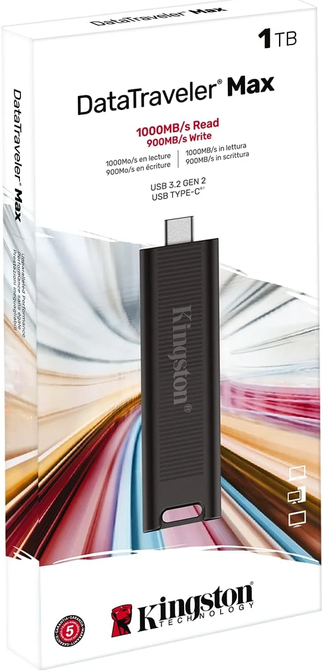 فلش مموری کینگستون DataTraveler Max USB 3.2 Gen 2 با ظرفیت 1 ترابایت، مشکی، مدل DTMAX/1TB