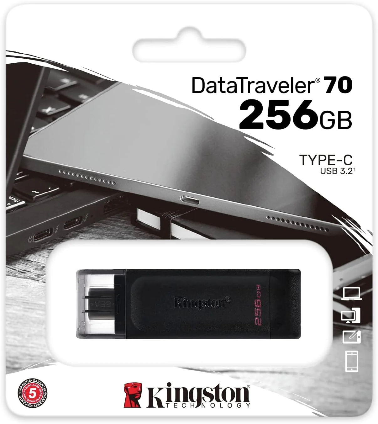 فلش مموری 256 گیگابایتی کینگستون Data Traveler 70 USB3.2 Type C - مشکی