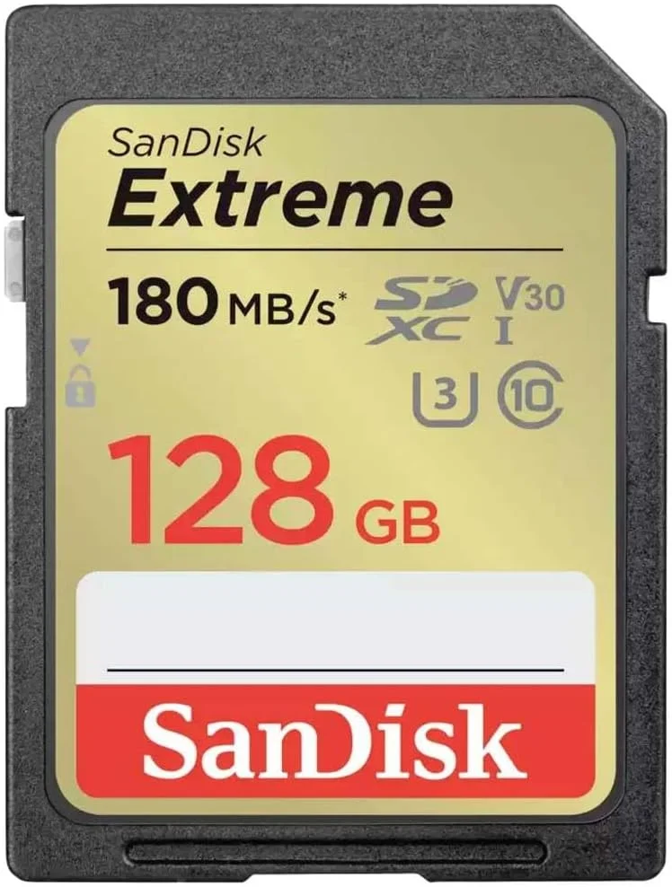 کارت حافظه 128 گیگابایتی SanDisk Extreme SDXC به همراه Rescuepro Deluxe، سرعت تا 180 مگابایت بر ثانیه، UHS-I، کلاس 10، U3، V30 Sdsdxva 128G Gncin، مشکی