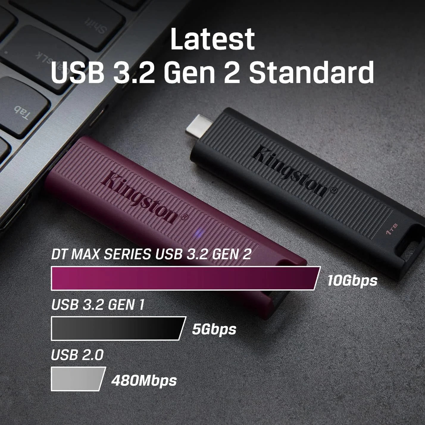 فلش مموری کینگستون DataTraveler Max Type A با ظرفیت 512 گیگابایت، USB 3.2 Gen 2 با سرعت بالا تا 1000 مگابایت بر ثانیه، طراحی کشویی مدل DTMAXA/512GB
