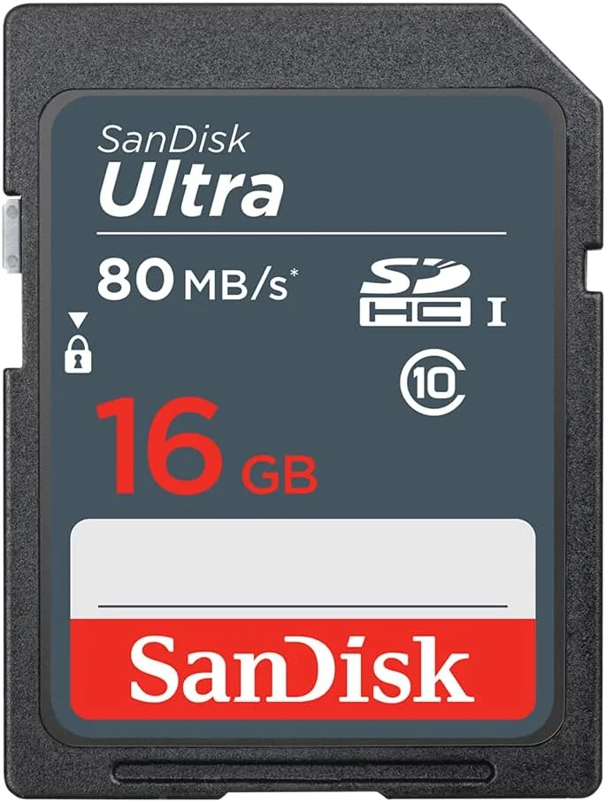کارت حافظه SanDisk Ultra SDHC، 16 گیگابایت، تا 80 مگابایت بر ثانیه، کلاس 10، مشکی/خاکستری