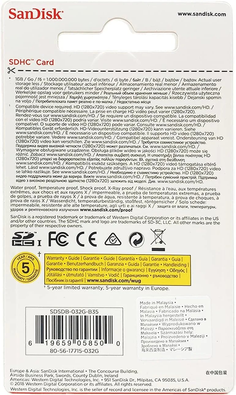 کارت حافظه فلش SD سن‌دیسک 32 گیگابایت مدل SDSDB-032G