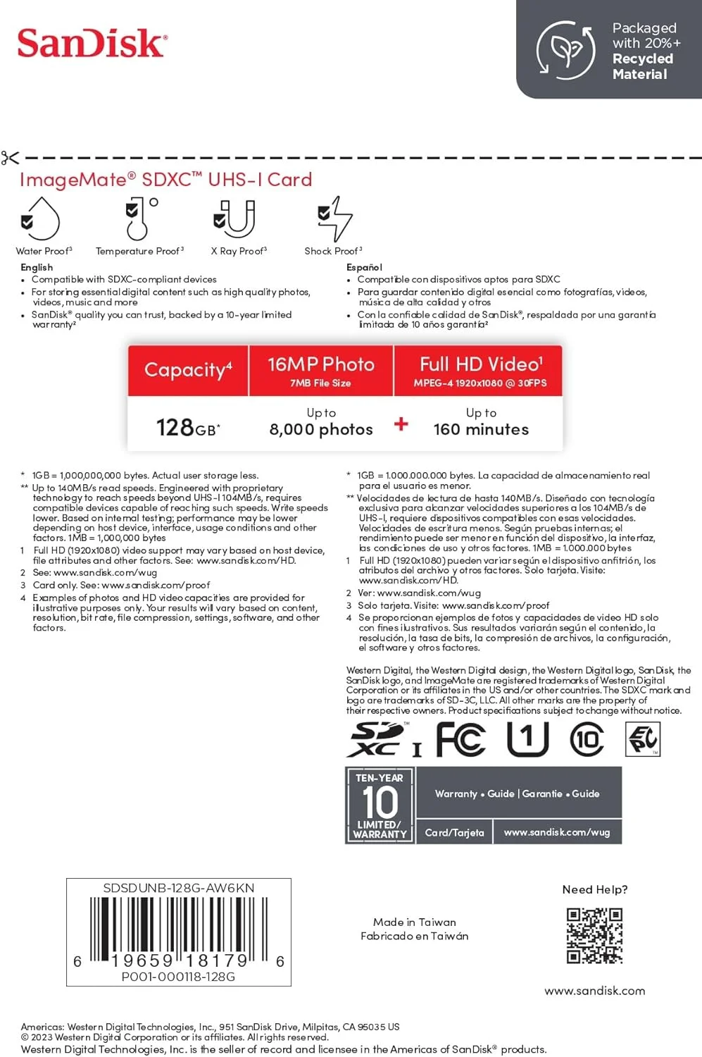 کارت حافظه 128 گیگابایتی SanDisk ImageMate SDXC UHS 1 - سرعت تا 140 مگابایت بر ثانیه - SDSDUN4-128G-AW6KN، مشکی