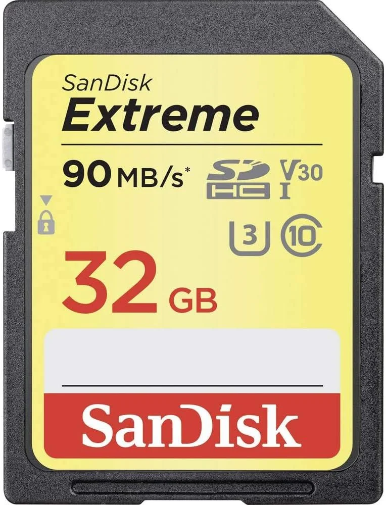 کارت حافظه 32 گیگابایتی SanDisk Extreme SDHC کلاس 10 U3 V30، زرد
