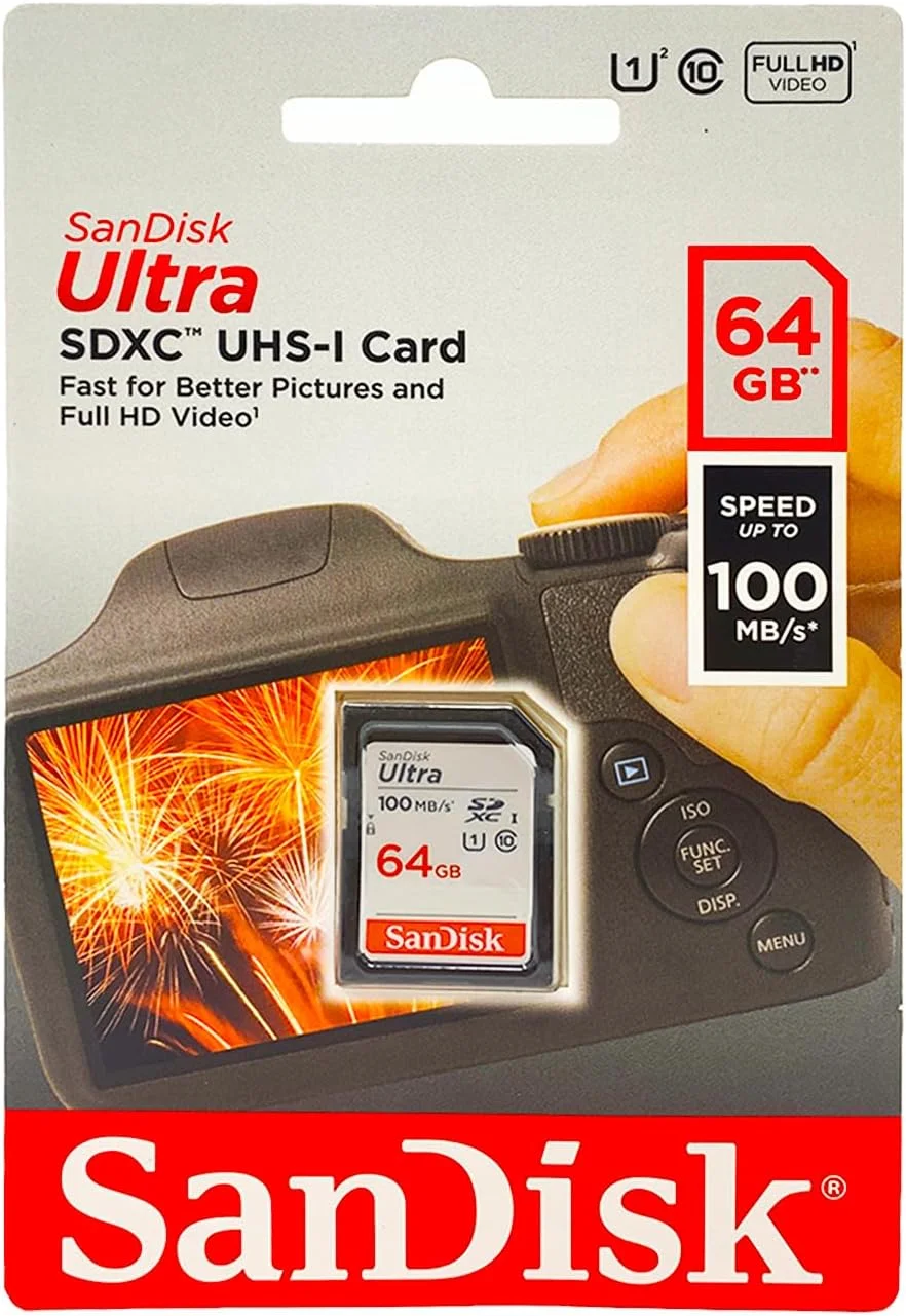 کارت حافظه 64 گیگابایتی SanDisk Ultra SDXC UHS-I - 100 مگابایت بر ثانیه، C10، U1، Full HD، کارت SD - SDSDUNR