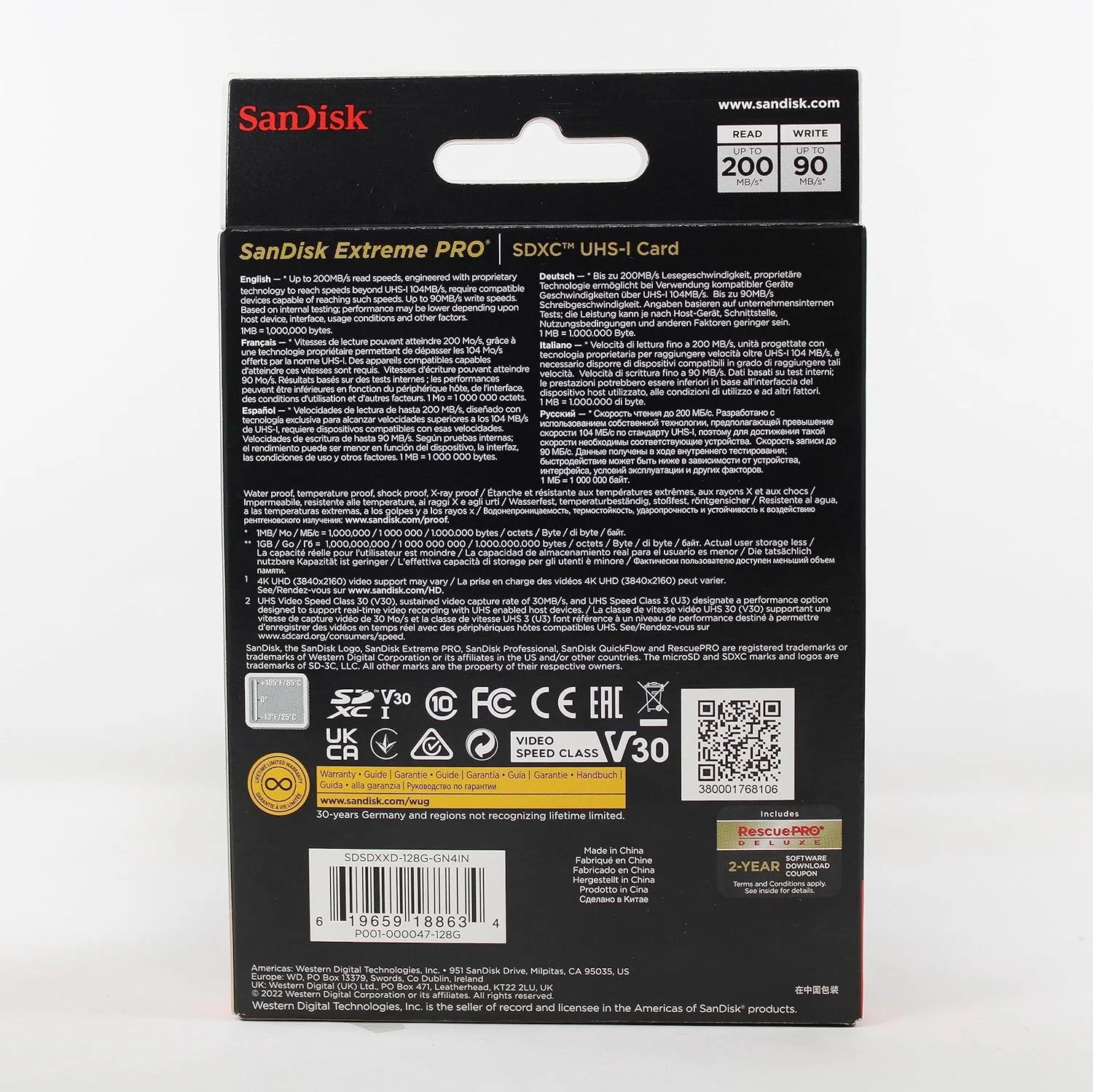 کارت حافظه 128 گیگابایتی SanDisk Extreme PRO UHS-I SDXC مدل SDSDXXY-128G-ANCIN