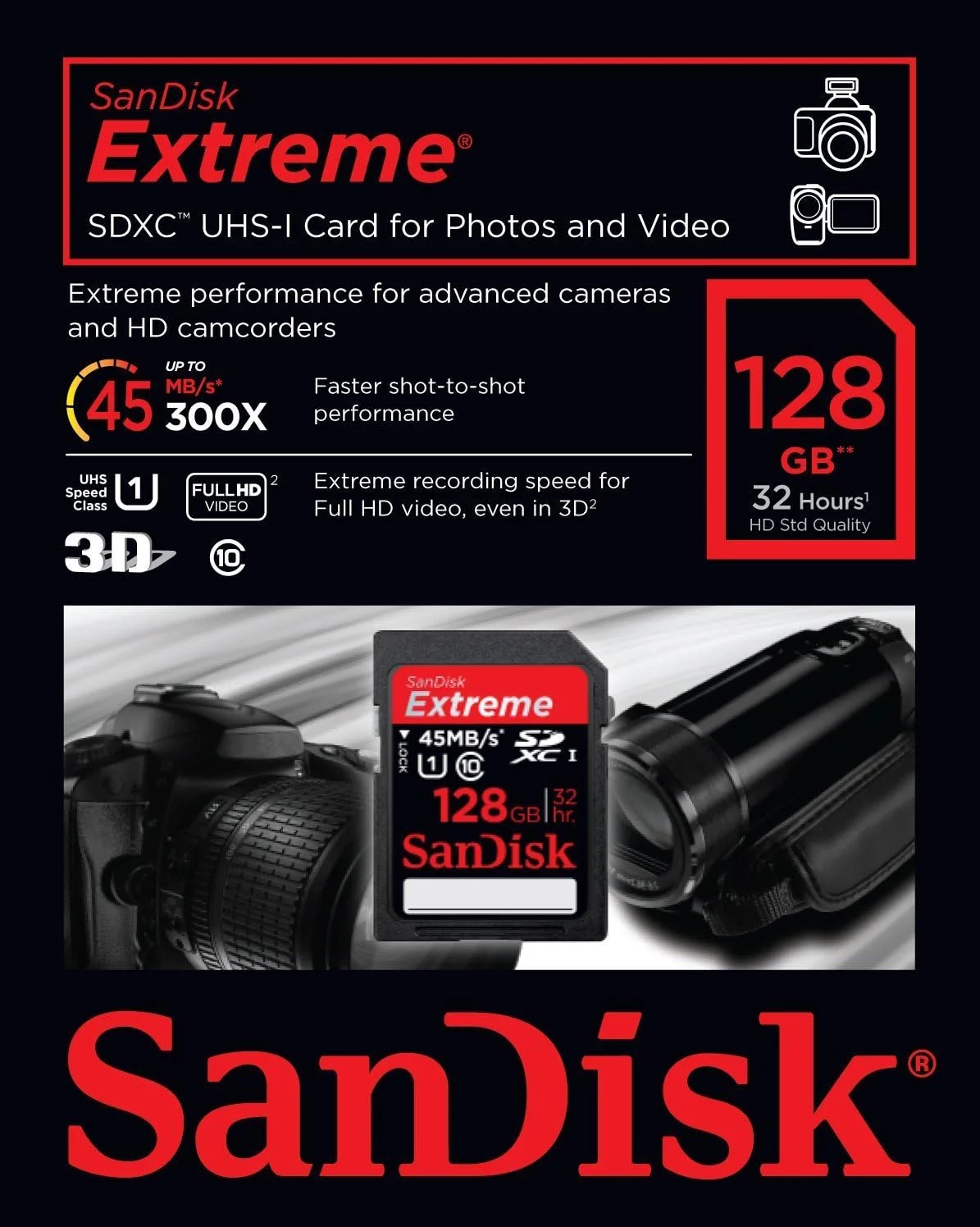 کارت حافظه SanDisk Extreme SDXC UHS-I Class 10 با سرعت خواندن تا 45 مگابایت بر ثانیه - 128 گیگابایت کارت حافظه SanDisk Extreme SDXC UHS-I Class 10 با سرعت خواندن تا 45 مگابایت بر ثانیه - 128 گیگابایت
