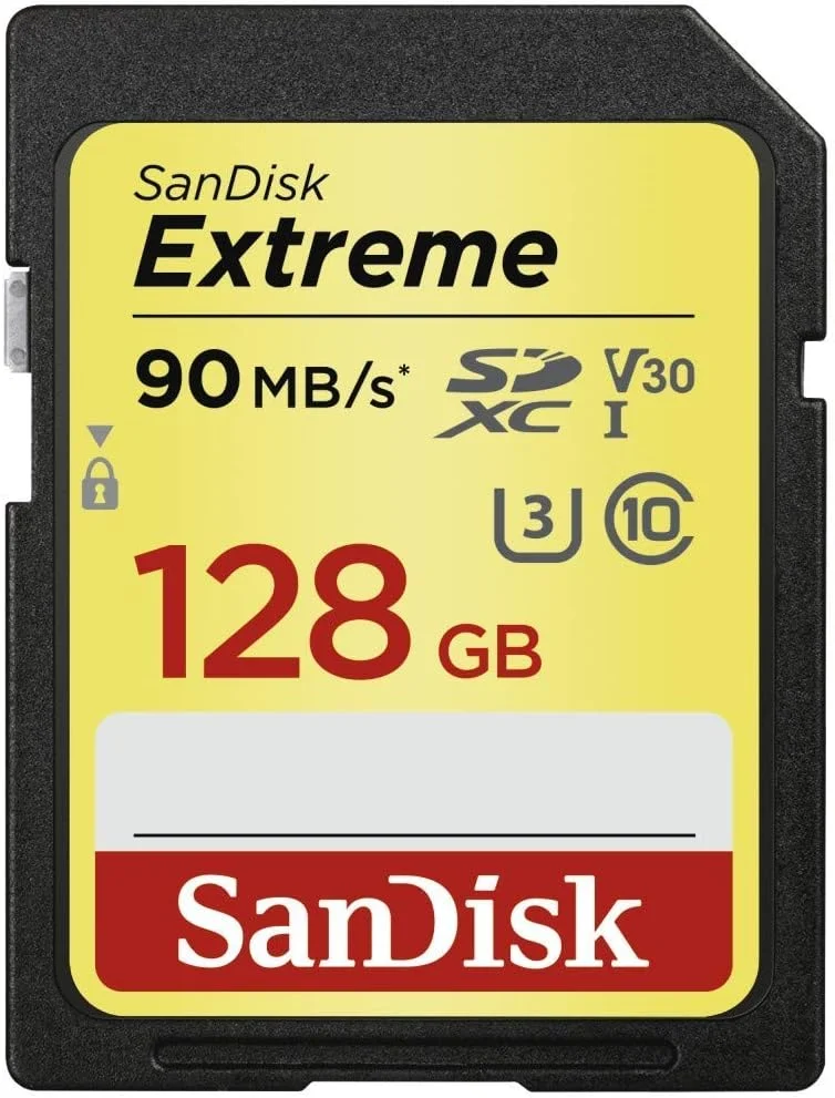 کارت حافظه 128 گیگابایتی Sandisk Extreme SDXC با سرعت انتقال تا 90 مگابایت بر ثانیه، Class 10, U3, V30, FFP (بازسازی شده)