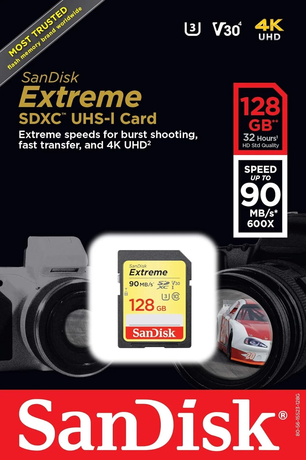 کارت حافظه 128 گیگابایتی Sandisk Extreme SDXC با سرعت انتقال تا 90 مگابایت بر ثانیه، Class 10, U3, V30, FFP (بازسازی شده) کارت حافظه 128 گیگابایتی Sandisk Extreme SDXC با سرعت انتقال تا 90 مگابایت بر ثانیه، Class 10, U3, V30, FFP (بازسازی شده)