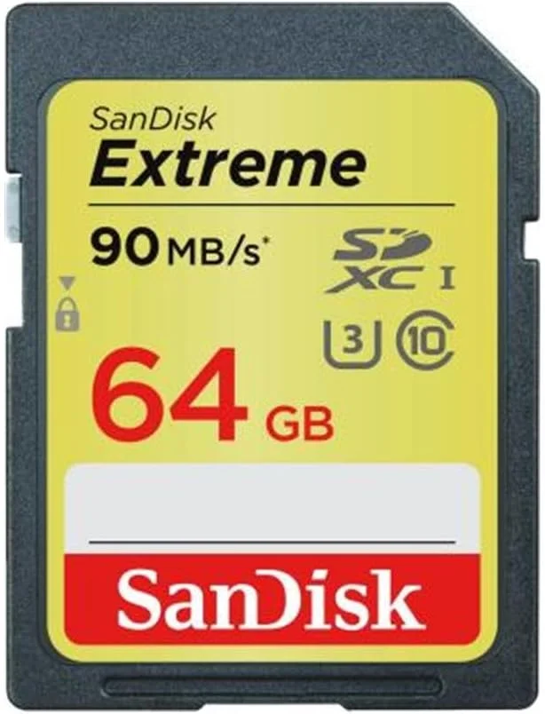 کارت حافظه سن دیسک اکستریم 64 گیگابایت SDXC کلاس 10 تا 90 مگابیت بر ثانیه با رتبه بندی U3 - مشکی