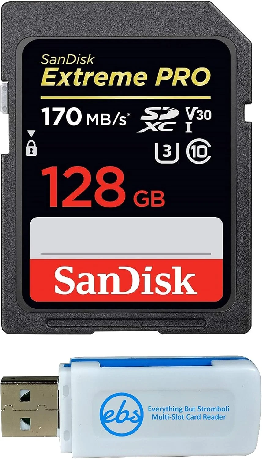 کارت حافظه 128 گیگابایتی SanDisk Extreme Pro SD مناسب دوربین نیکون Z6 II (Z 6II) و Z7 II (Z 7II) - کارت SDXC UHS-I مدل (SDSDXXY-128G-GN4IN) همراه با (1) کارت خوان حافظه Micro & SD همه کاره