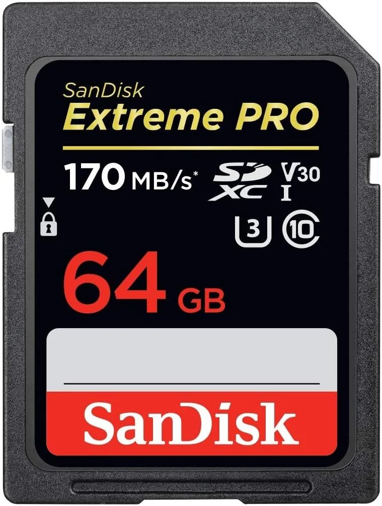 کارت حافظه 64 گیگابایتی SanDisk Extreme Pro برای دوربین فوجی فیلم سازگار با X-T200, X-Pro3, X-A7, X100V, X-T4 کلاس 10 (SDSDXXY-064G-GN4IN) همراه با (1) کارت خوان حافظه Everything But Stromboli 3.0 SD