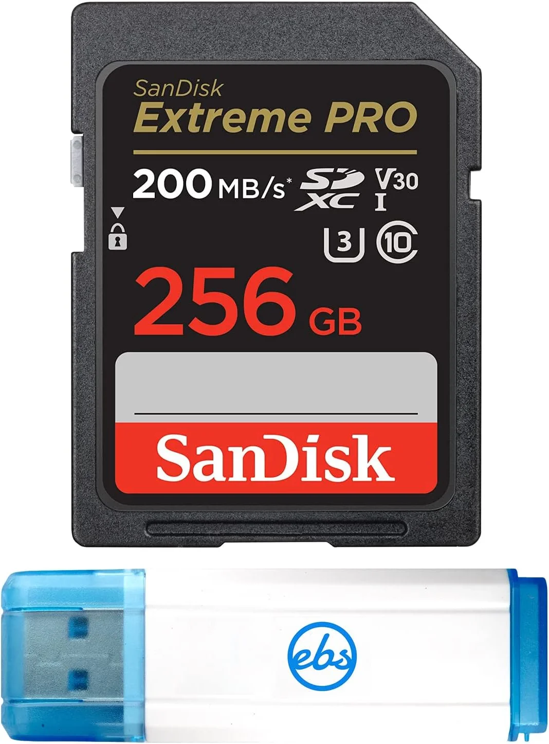 کارت حافظه 256 گیگابایتی SanDisk Extreme Pro SD مناسب دوربین فیلمبرداری وبلاگی سازگار با Sony ZV-1 (DC-ZV-1) (SDSDXXY-256G-GN4IN) به همراه (1) کارت خوان Everything But Stromboli 3.0