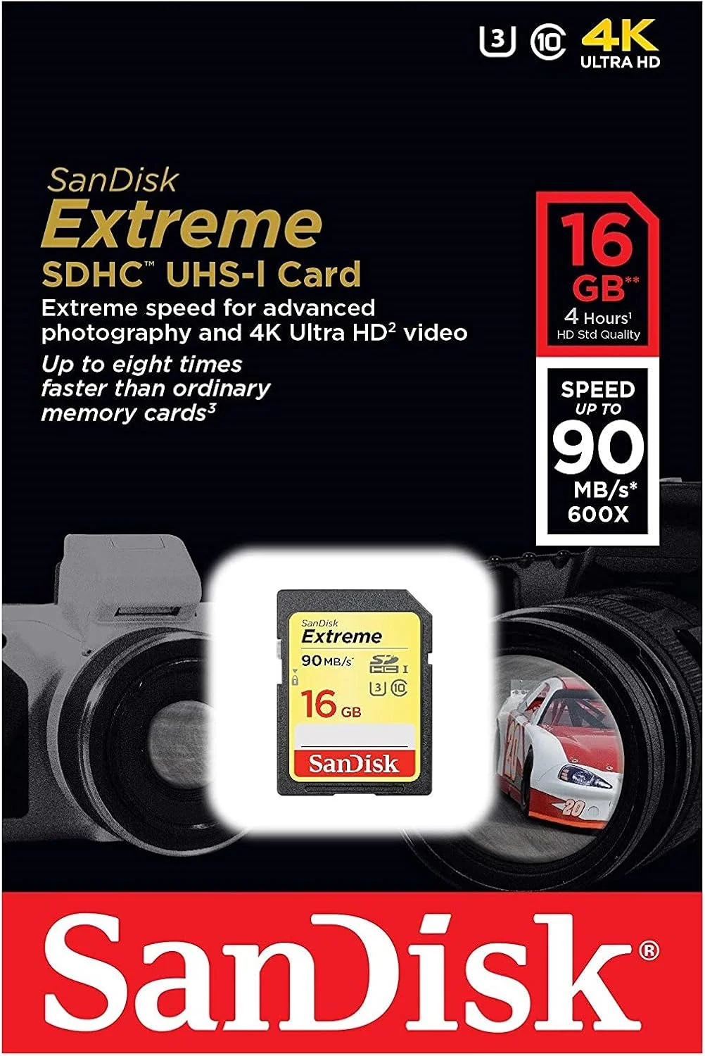 کارت حافظه 16 گیگابایتی SanDisk Extreme (بسته 10 عددی) کلاس سرعت 10 UHS-1 U3 C10 4K HD16G SDHC برای دوربین دیجیتال سازگار، کامپیوتر، دوربین های تریل