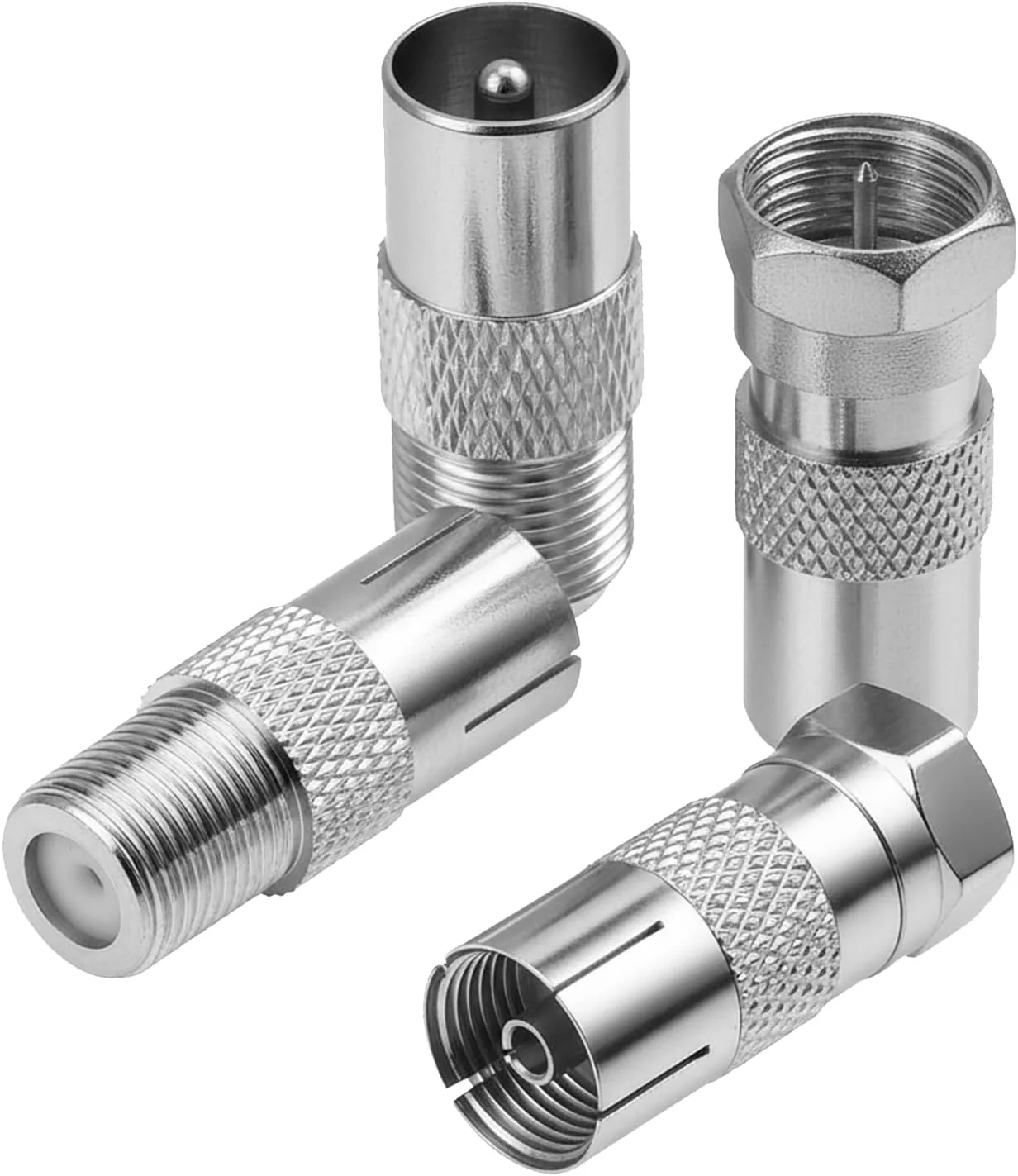 کیت آداپتور 4 عددی نوع F به کواکسیال برای ماهواره، آنتن، کابل های هوایی، سازگار با تلویزیون، روتر، مودم، گیرنده ماهواره، تجهیزات صوتی/تصویری