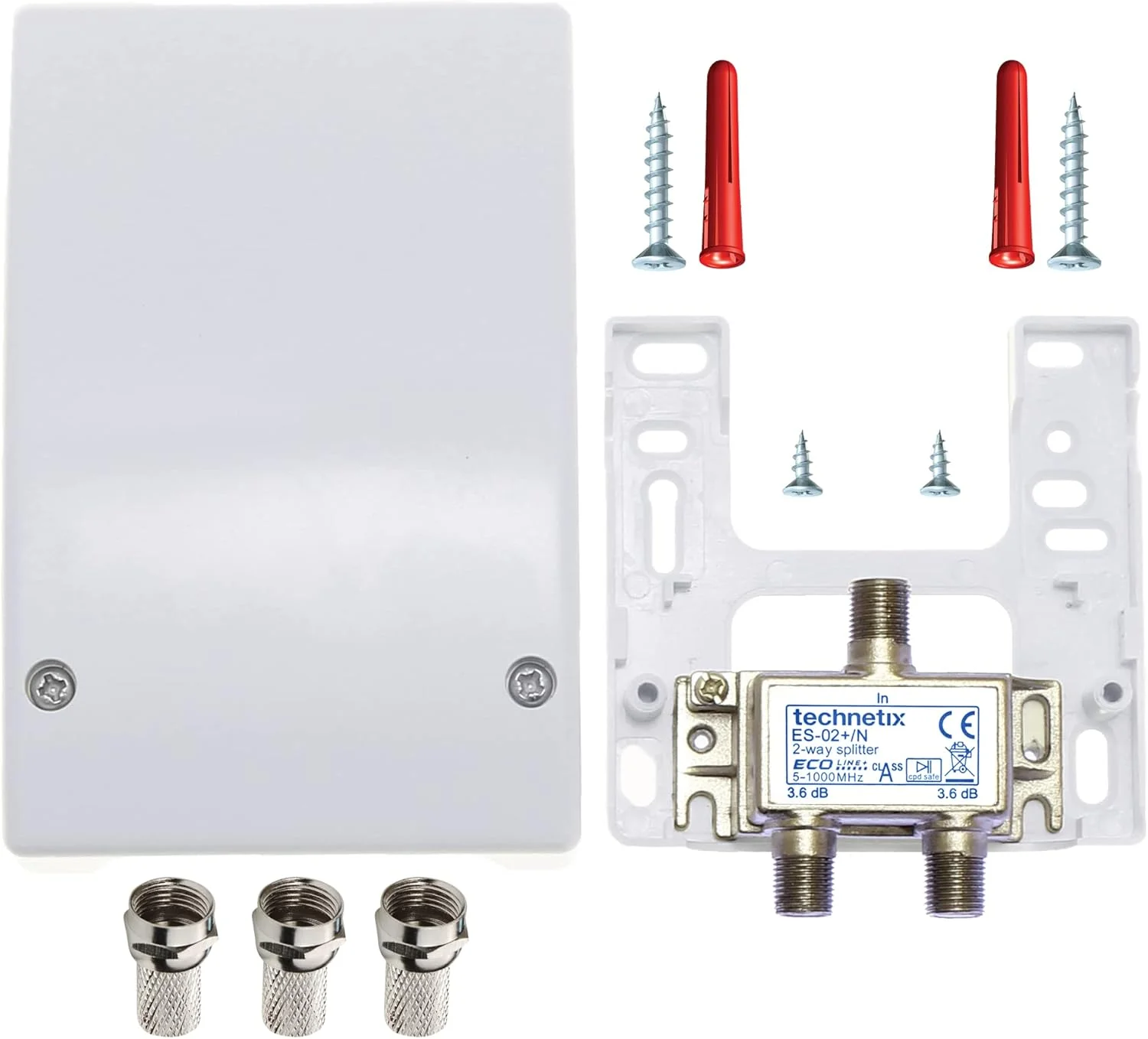 اسپلیتر 2/3 راهه پهن باند Technetix Passive به همراه کاور و اتصالات F برای اتصال کابل ها به تی وی، مودم و روتر اینترنت 1218MHZ اسپلیتر 2/3 راهه پهن باند Technetix Passive به همراه کاور و اتصالات F برای اتصال کابل ها به تی وی، مودم و روتر اینترنت 1218MHZ