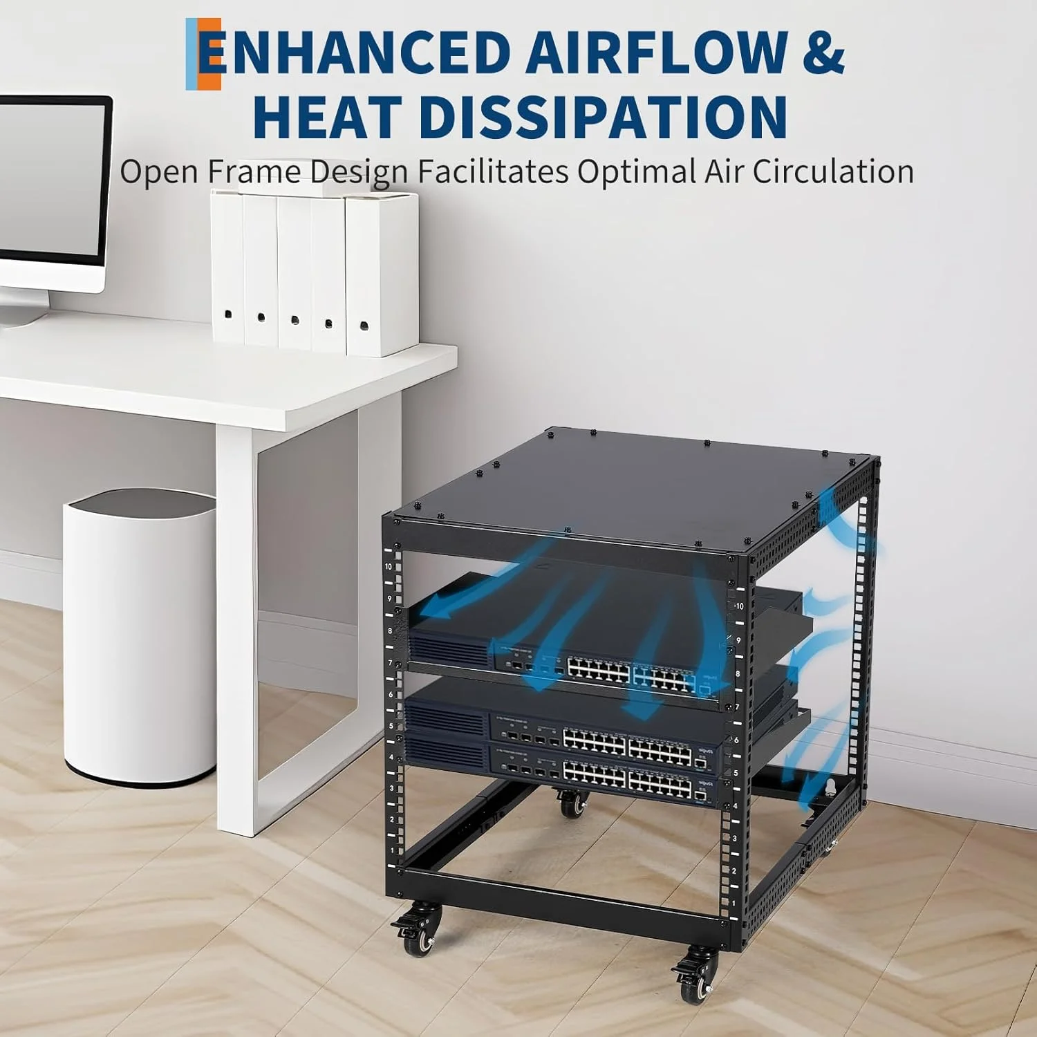 رک سرور فریم باز 15U – عمق قابل تنظیم 23 تا 40 اینچ، رک IT ایستاده و قابل نصب روی دیوار با چرخهای قفلدار، شامل یک قفسه 1U، ظرفیت 500 پوند برای شبکه، سرورها، تجهیزات AV، روتر و مودم رک سرور فریم باز 15U – عمق قابل تنظیم 23 تا 40 اینچ، رک IT ایستاده و قابل نصب روی دیوار با چرخهای قفلدار، شامل یک قفسه 1U، ظرفیت 500 پوند برای شبکه، سرورها، تجهیزات AV، روتر و مودم