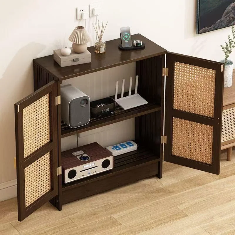 کابینت ذخیره سازی روتر بی سیم GODNOEI، 70x50x25 سانتی متر، سازمان دهنده بزرگ 2 طبقه با قفسه قابل تنظیم، پایه روتر مودم WiFi چوبی محکم برای دفتر/اتاق نشیمن، مونتاژ آسان