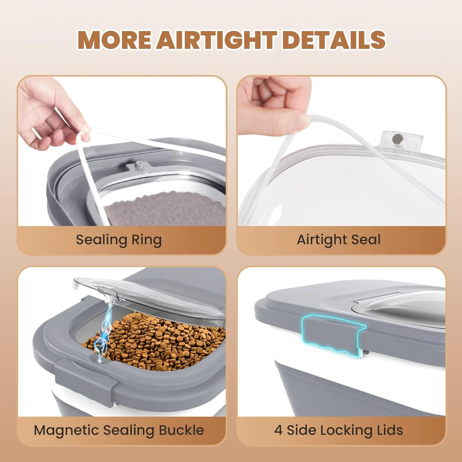 ظرف نگهداری غذای سگ DDMOMMY با ظرفیت ۱۰-۱۱ کیلوگرم، ظرف غذای سگ تاشو با درب، چرخ، دسته، ظرف بزرگ نگهداری غذای حیوانات خانگی به همراه پیمانه، ظرف کوچک غذا برای سگ و گربه ظرف نگهداری غذای سگ DDMOMMY با ظرفیت ۱۰-۱۱ کیلوگرم، ظرف غذای سگ تاشو با درب، چرخ، دسته، ظرف بزرگ نگهداری غذای حیوانات خانگی به همراه پیمانه، ظرف کوچک غذا برای سگ و گربه